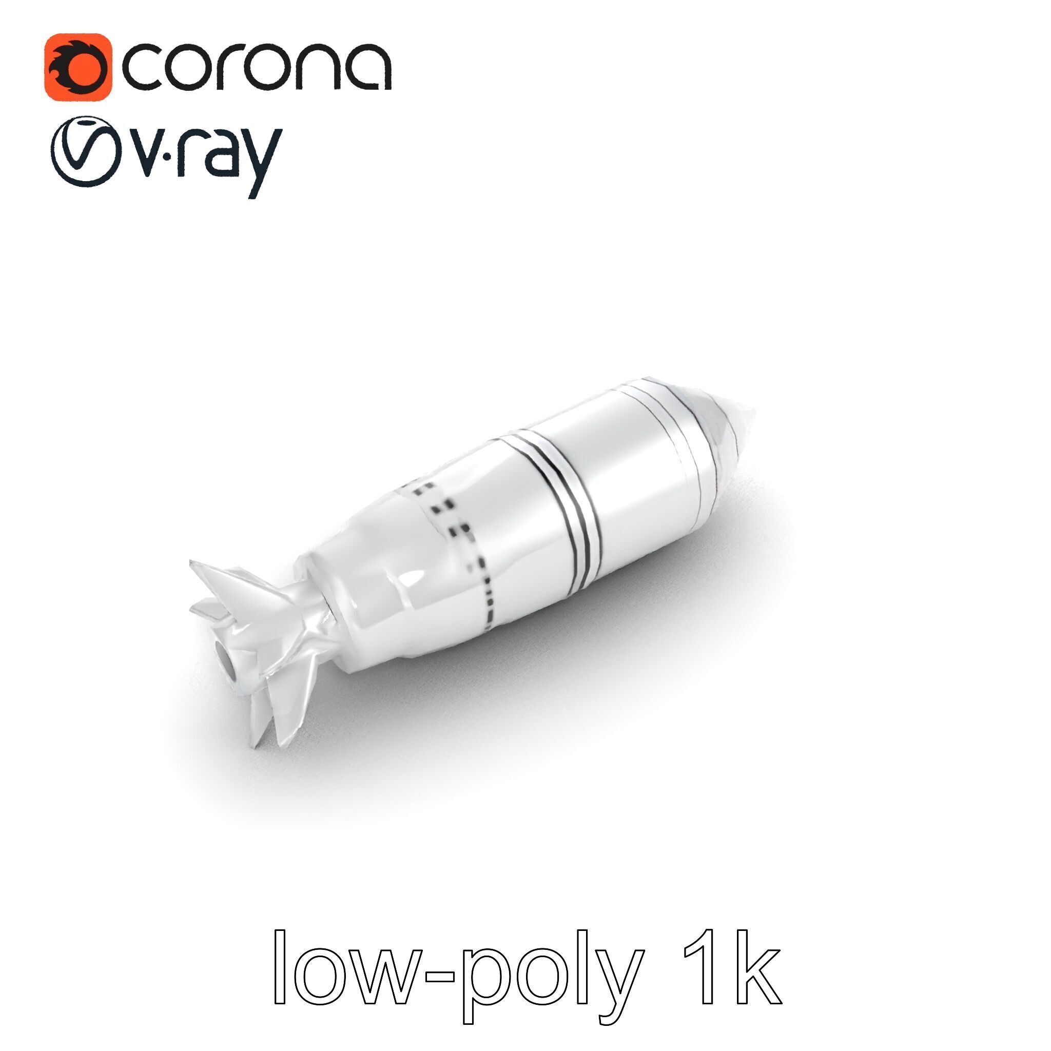 Aerodynamic Silver Missile Bomb model pack Low-poly 3D model_11