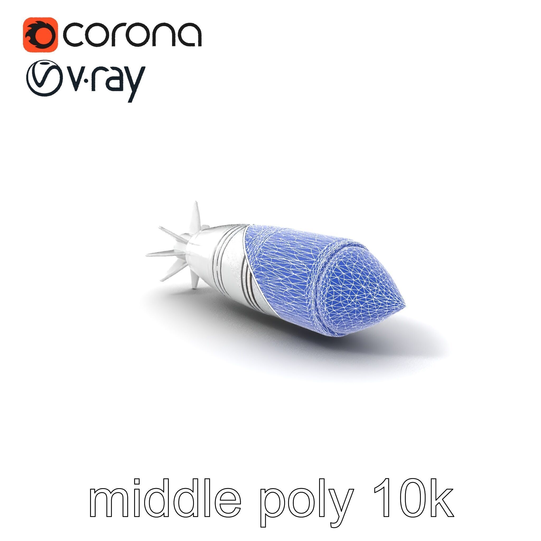 Aerodynamic Silver Missile Bomb model pack Low-poly 3D model_6