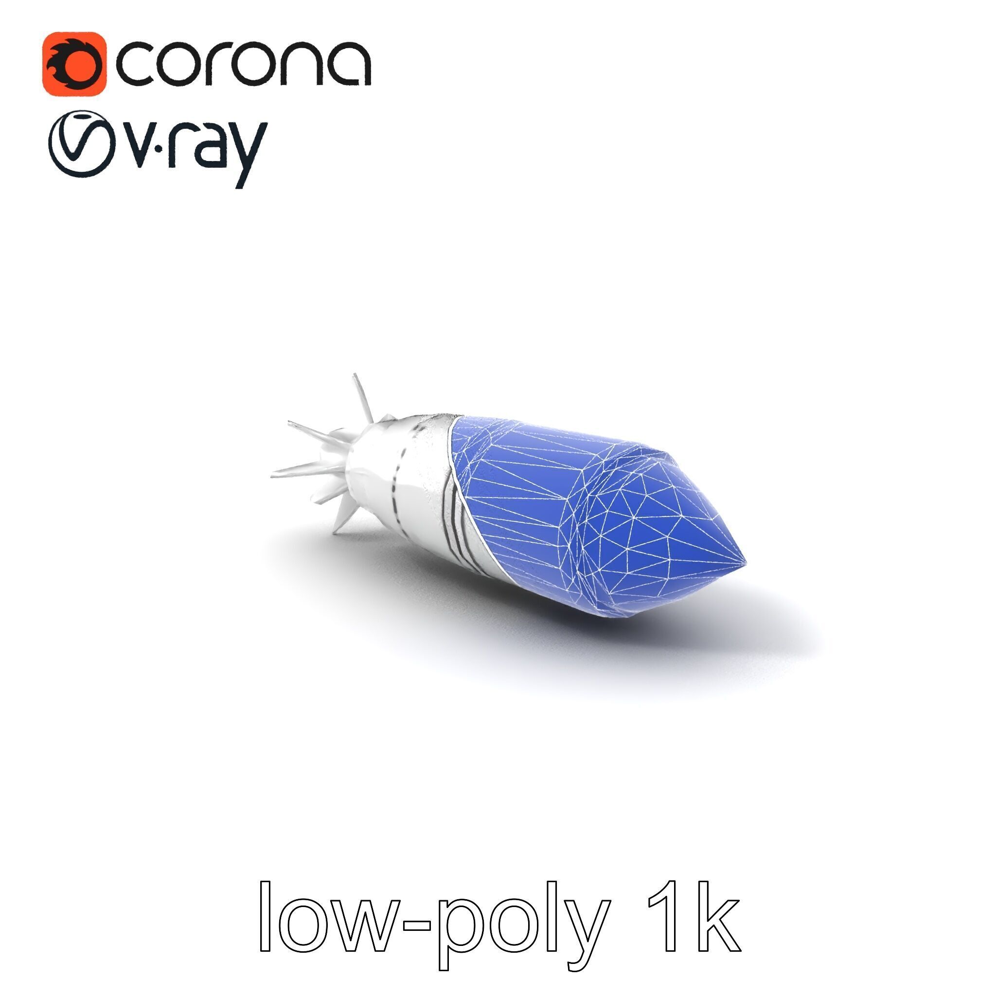 Aerodynamic Silver Missile Bomb model pack Low-poly 3D model_7