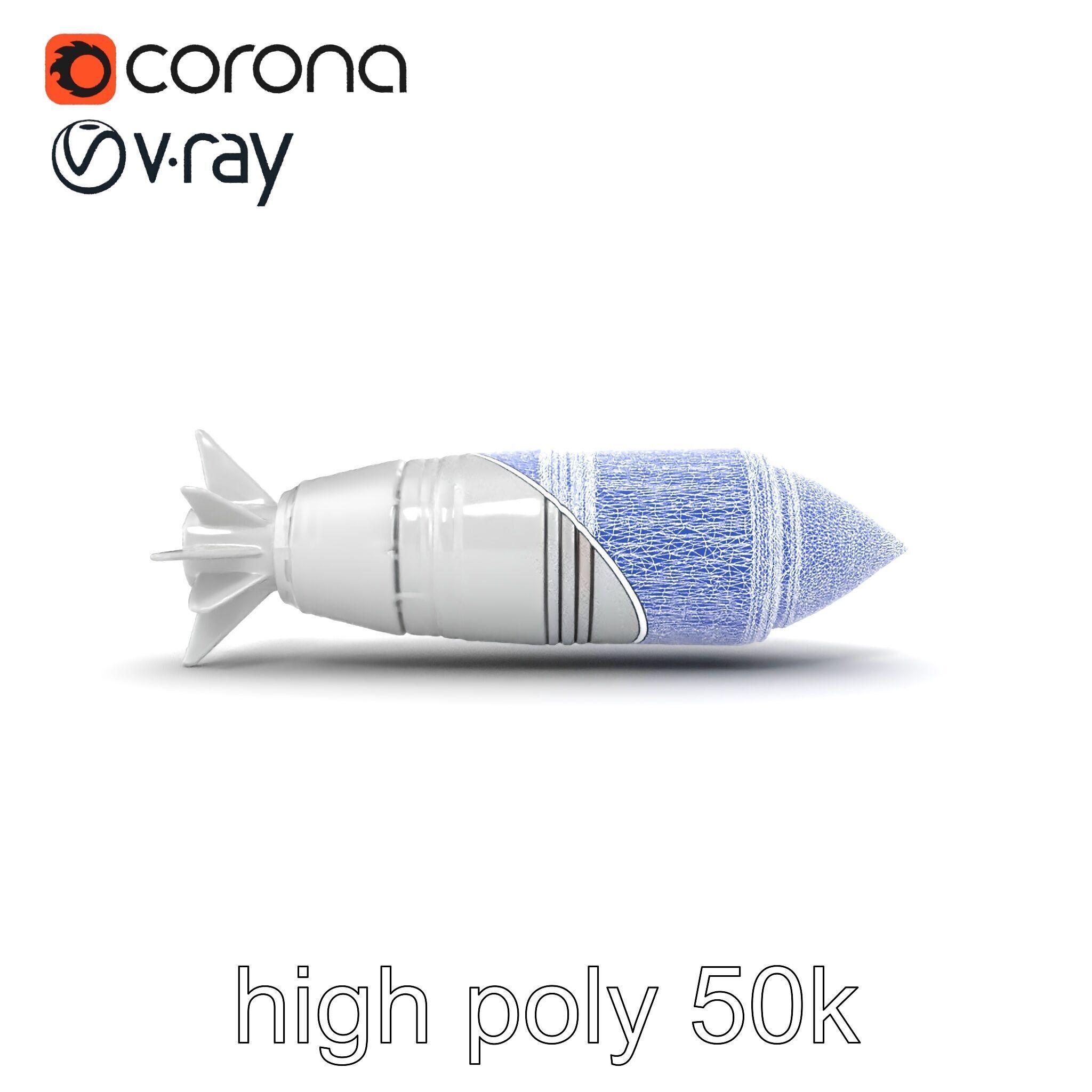 Aerodynamic Silver Missile Bomb model pack Low-poly 3D model_17