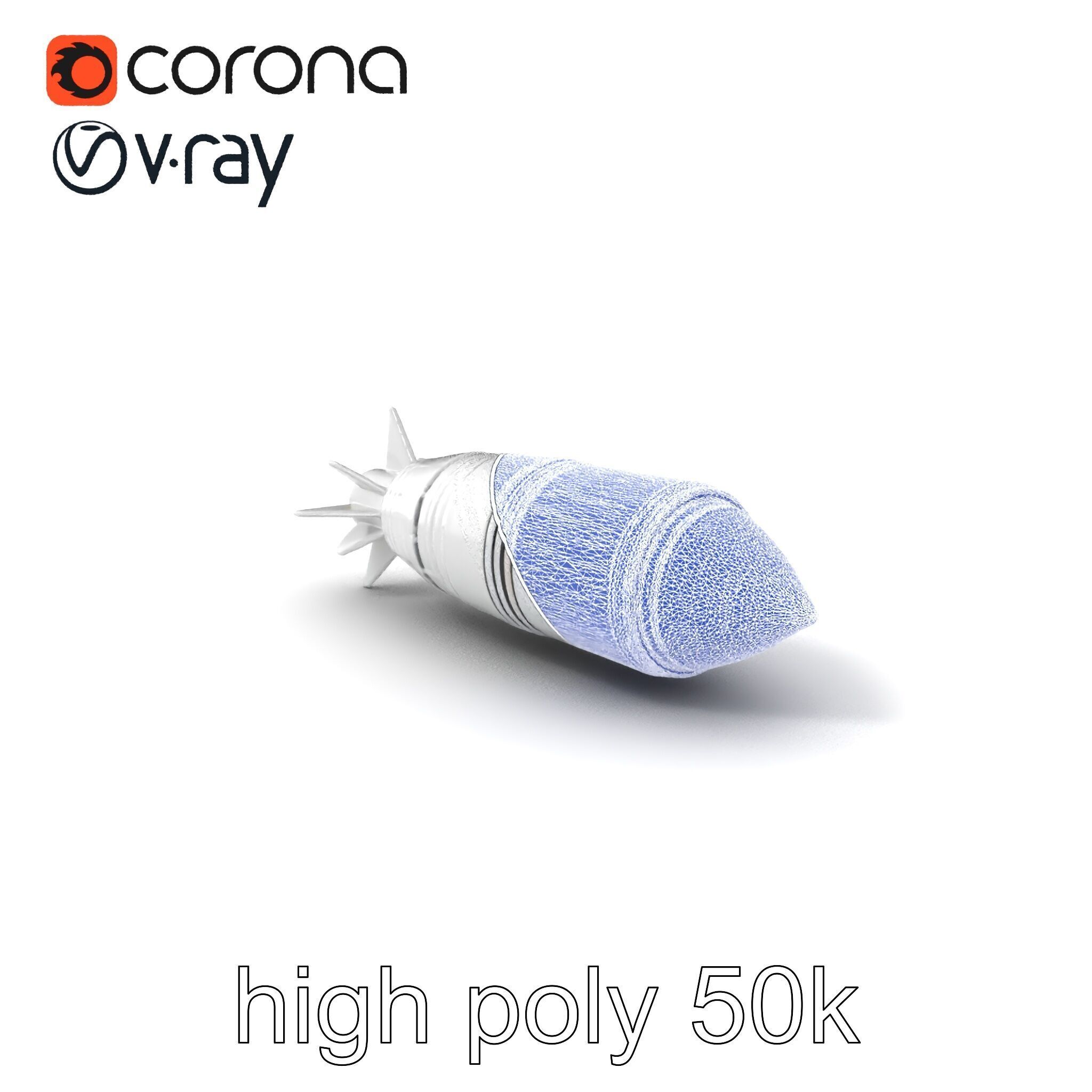 Aerodynamic Silver Missile Bomb model pack Low-poly 3D model_10