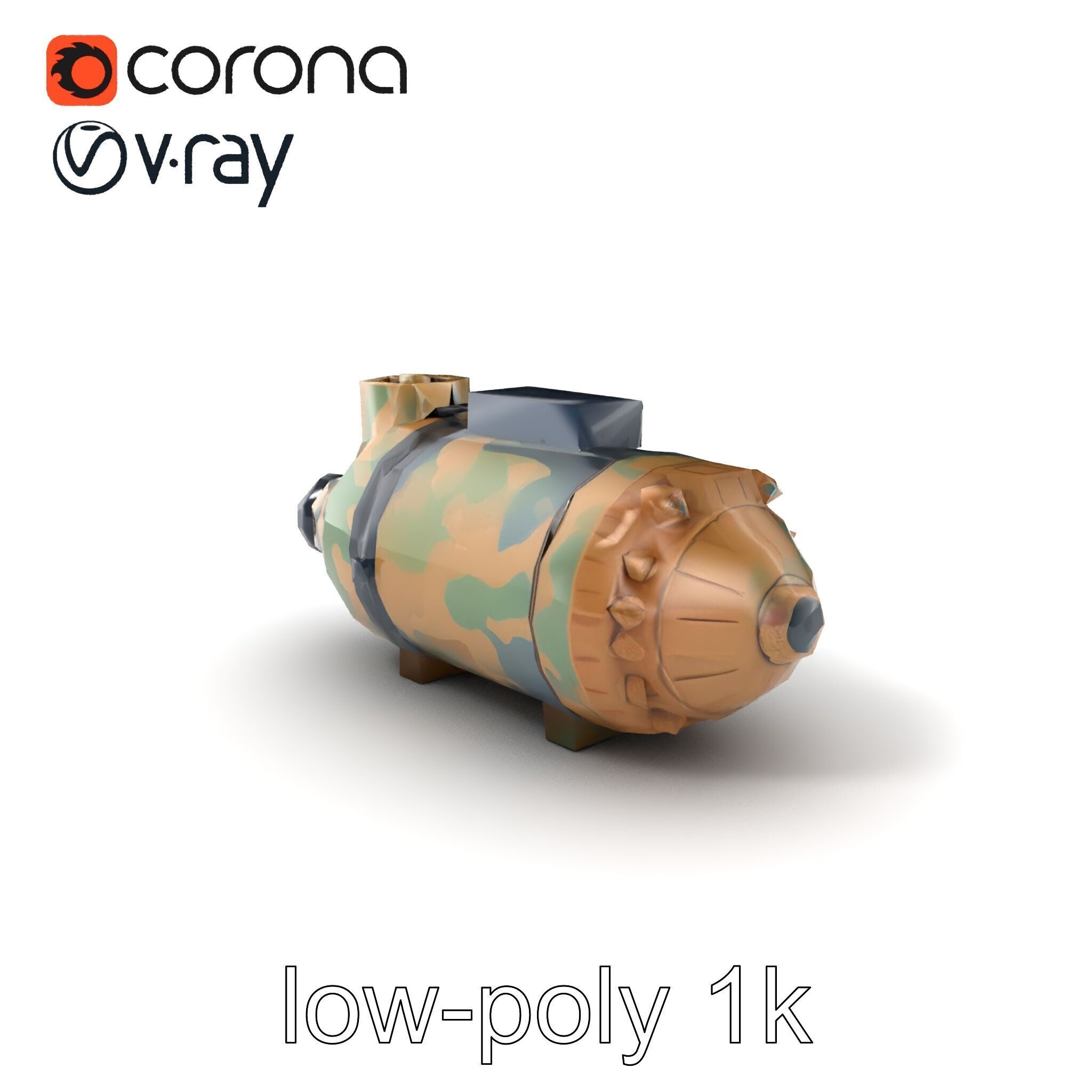 Smart Bomb GPS Module Camo Surface model pack Low-poly 3D model_4