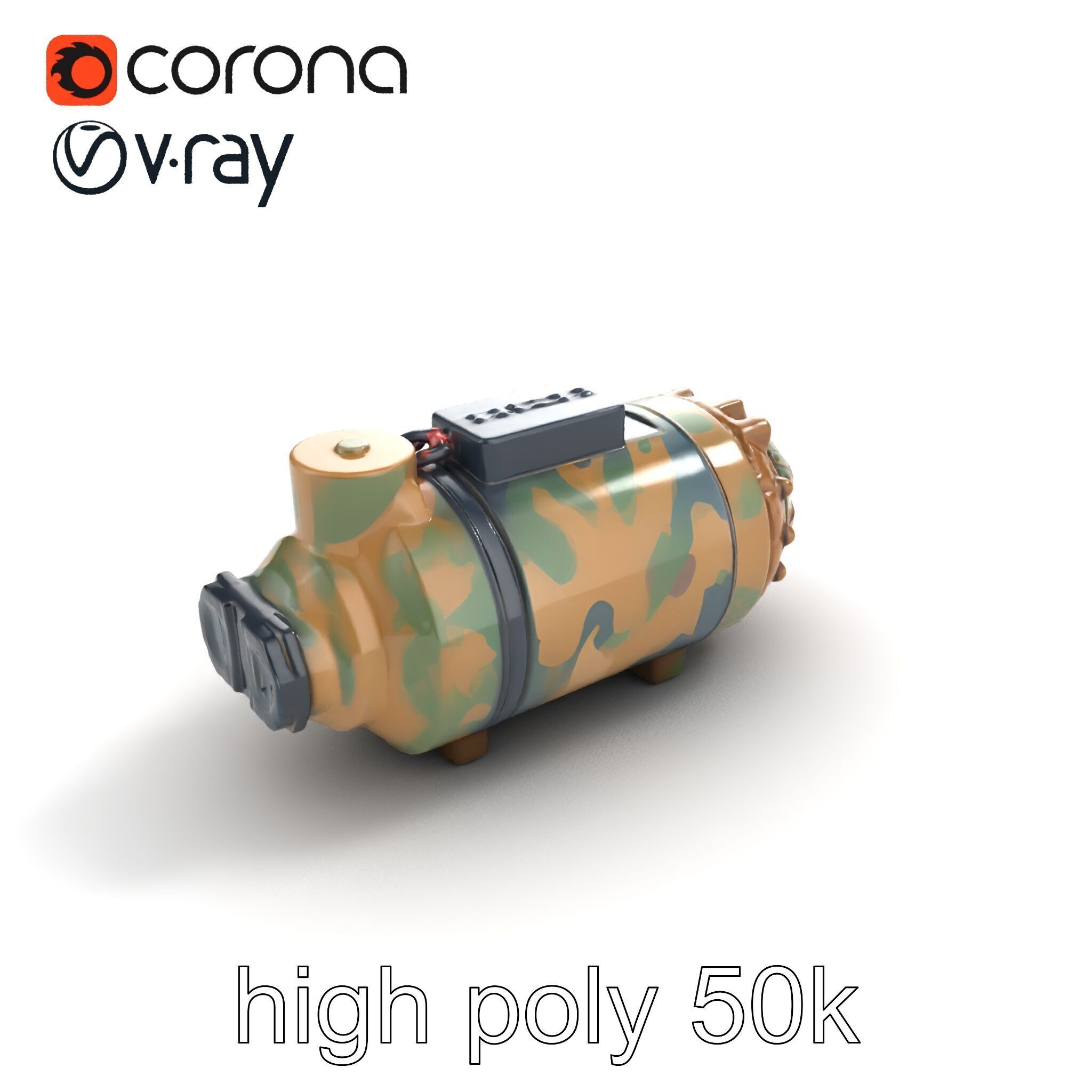 Smart Bomb GPS Module Camo Surface model pack Low-poly 3D model_9