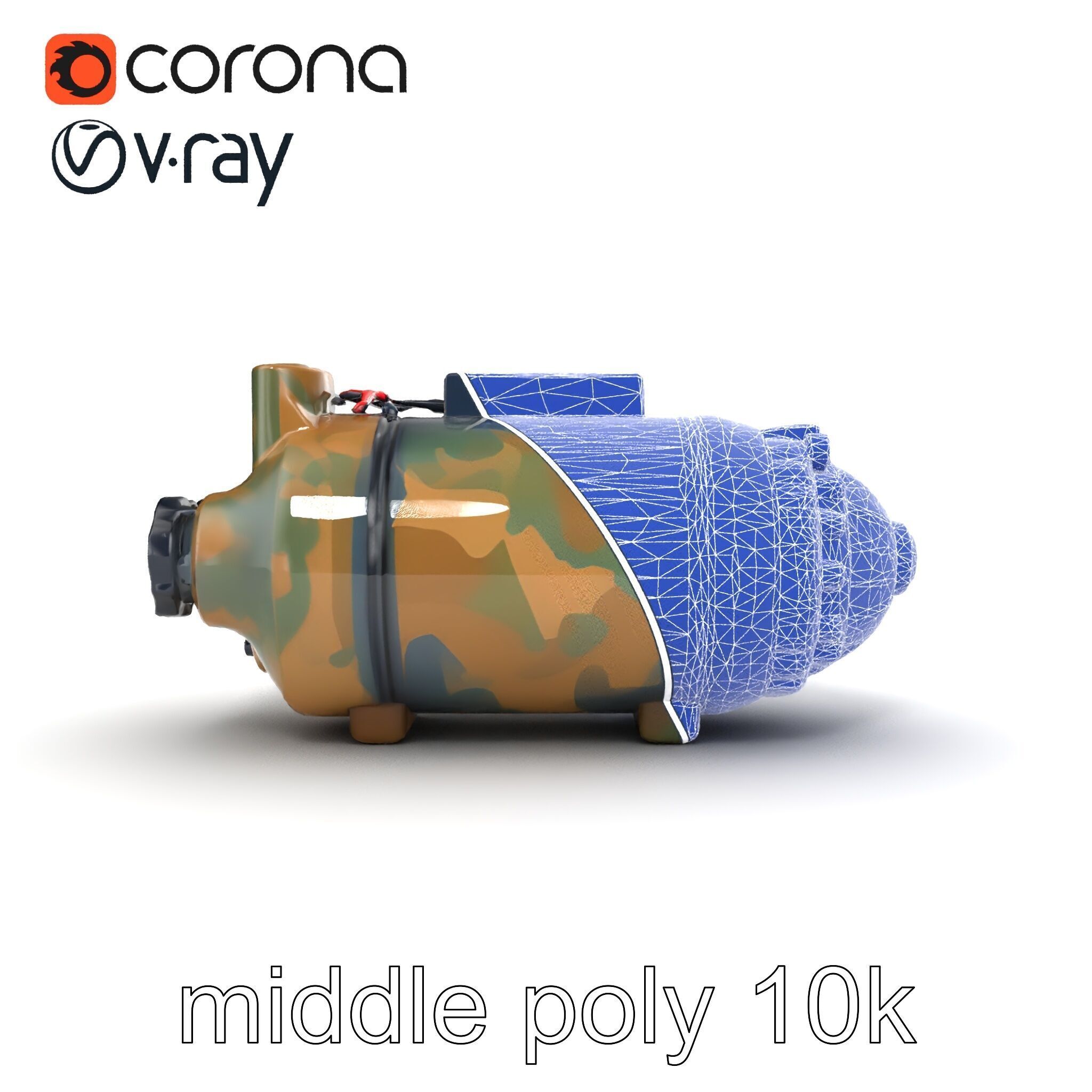 Smart Bomb GPS Module Camo Surface model pack Low-poly 3D model_16