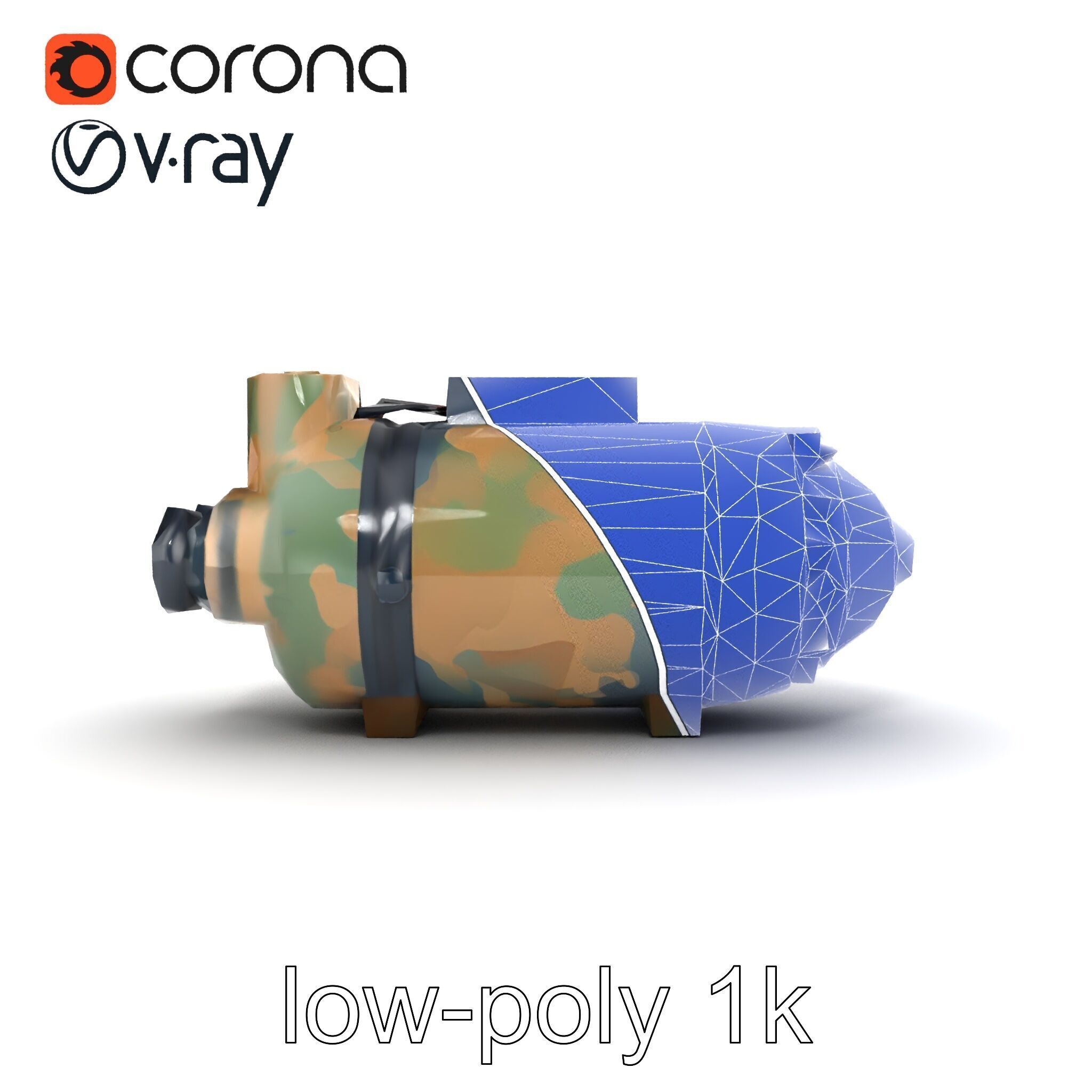 Smart Bomb GPS Module Camo Surface model pack Low-poly 3D model_20