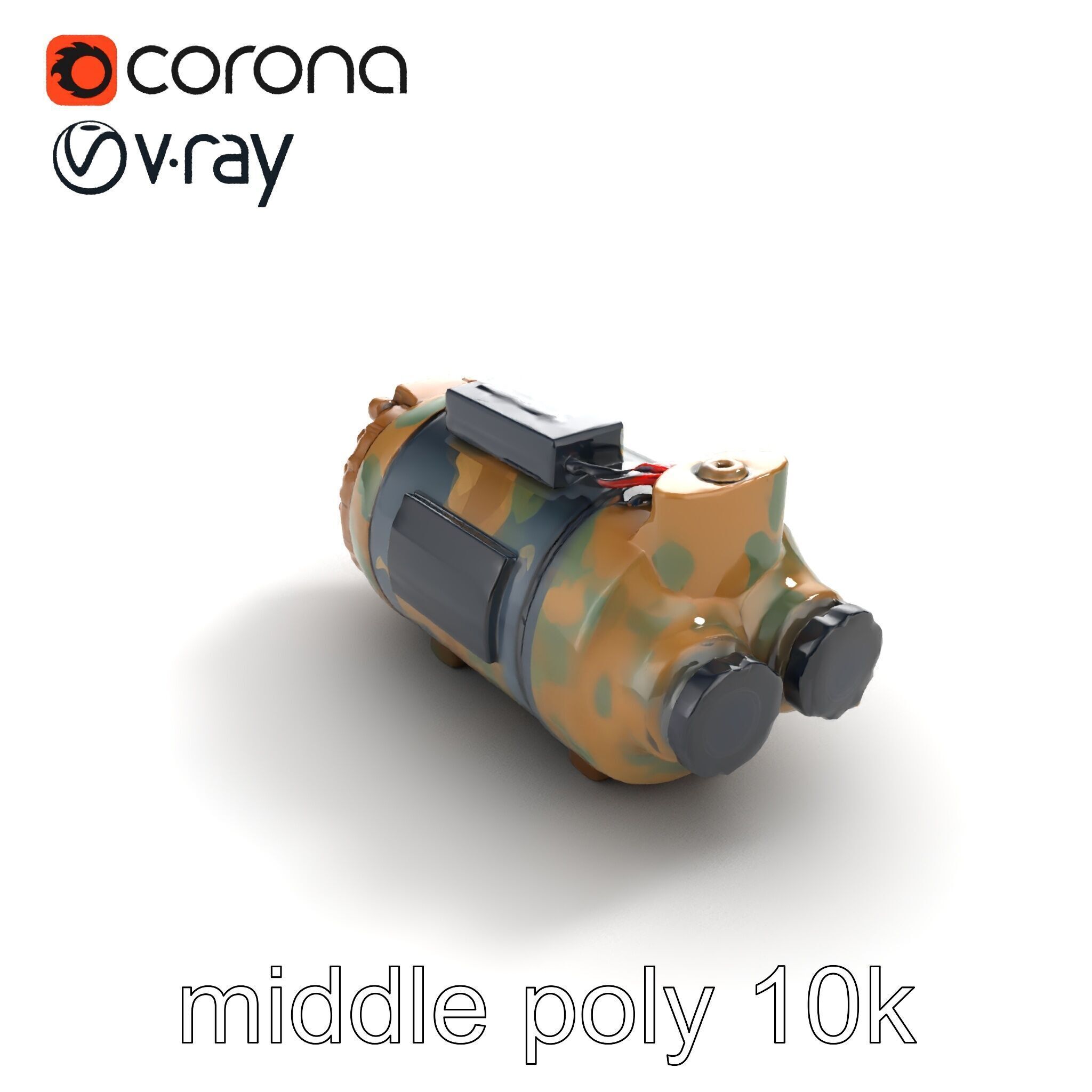 Smart Bomb GPS Module Camo Surface model pack Low-poly 3D model_7