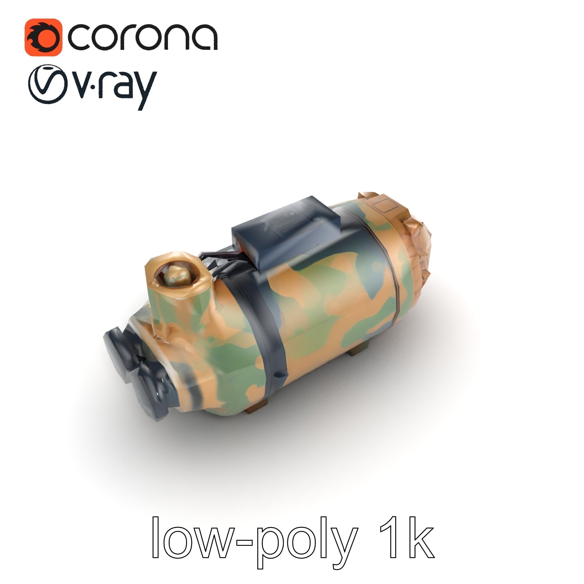 Smart Bomb GPS Module Camo Surface model pack Low-poly 3D model_17