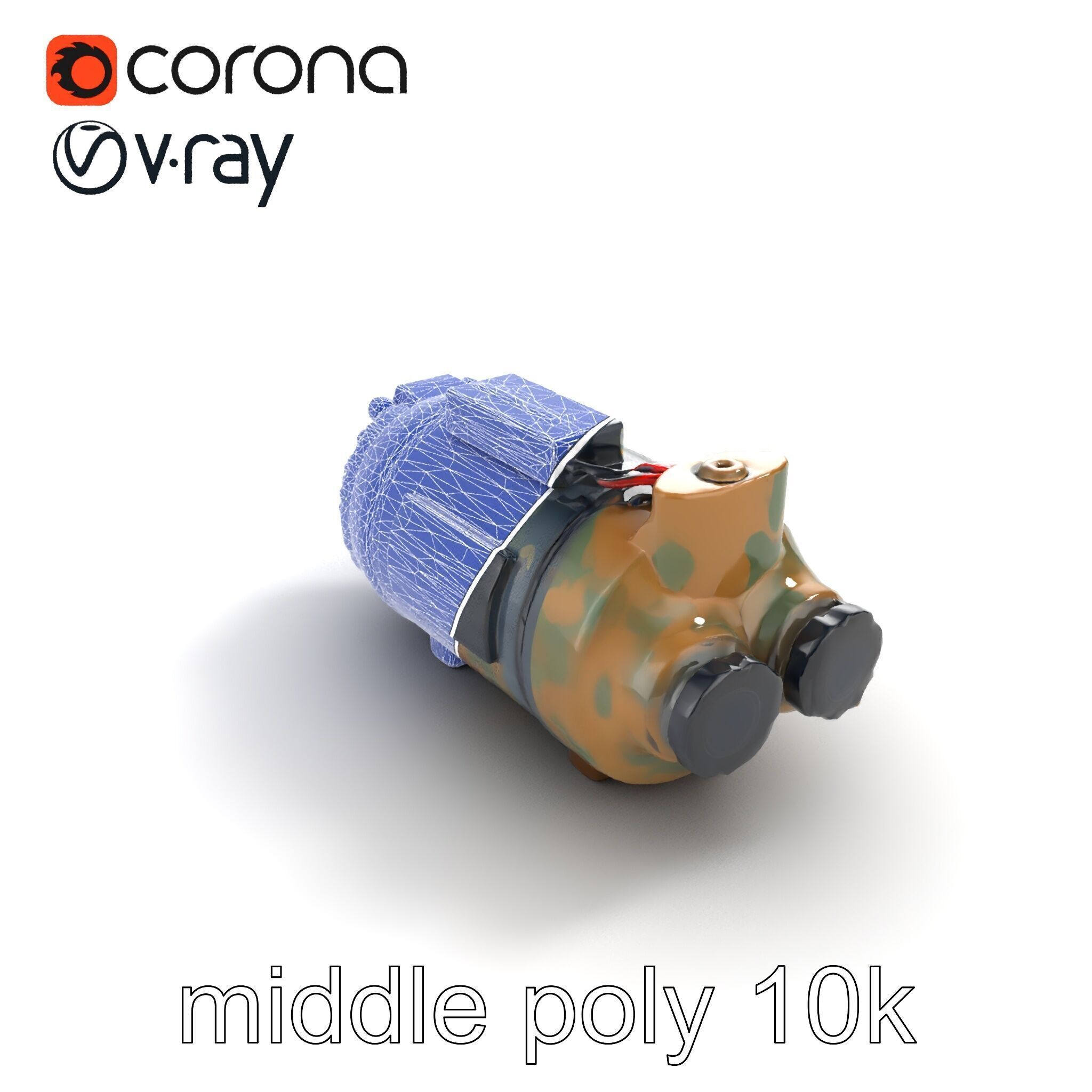 Smart Bomb GPS Module Camo Surface model pack Low-poly 3D model_10