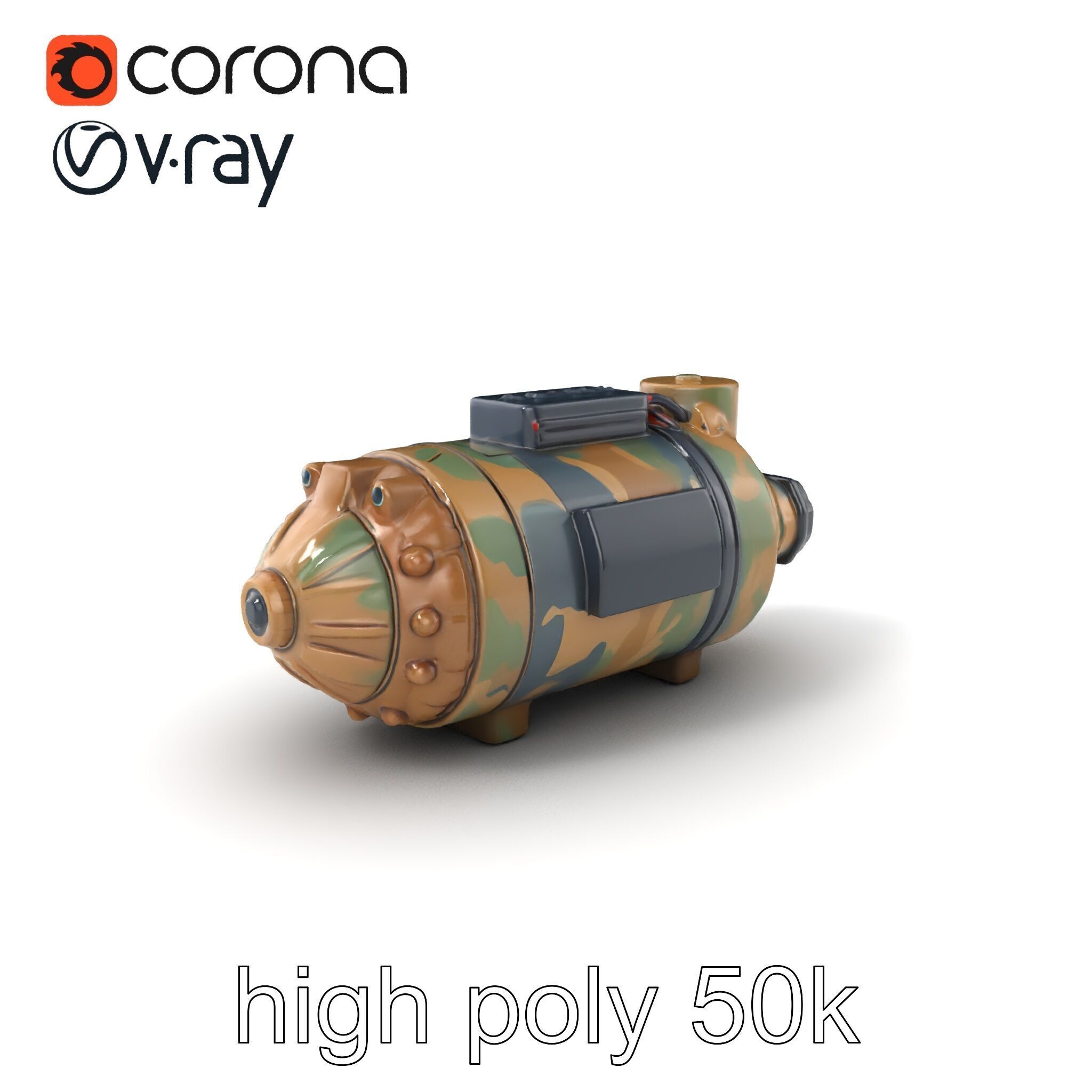 Smart Bomb GPS Module Camo Surface model pack Low-poly 3D model_2