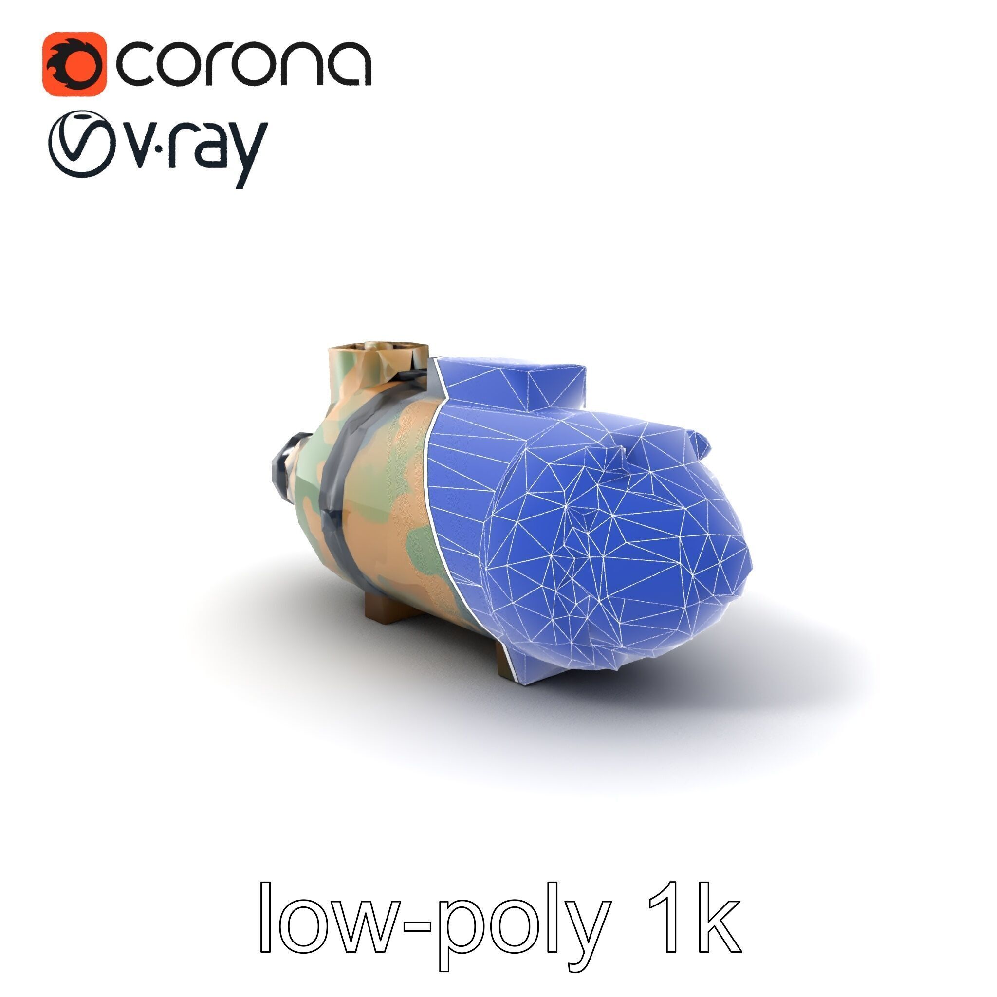 Smart Bomb GPS Module Camo Surface model pack Low-poly 3D model_6