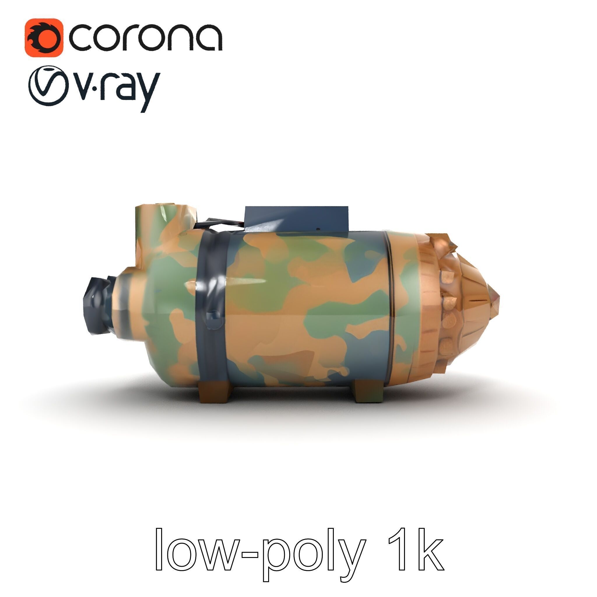 Smart Bomb GPS Module Camo Surface model pack Low-poly 3D model_23