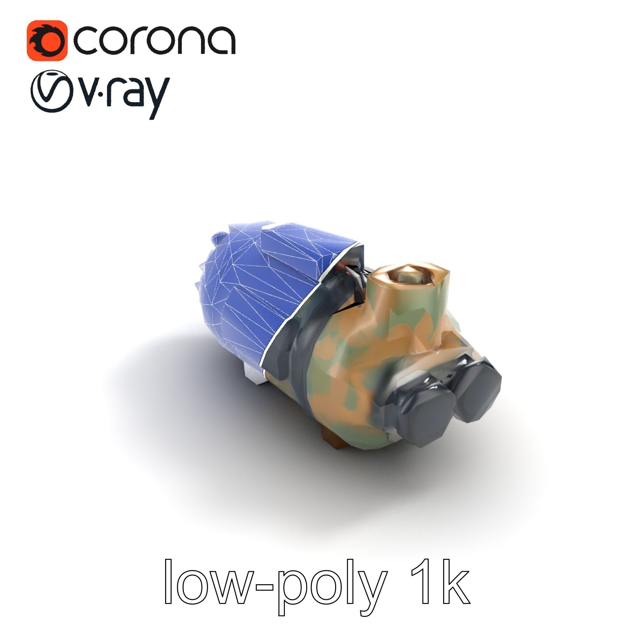 Smart Bomb GPS Module Camo Surface model pack Low-poly 3D model_14