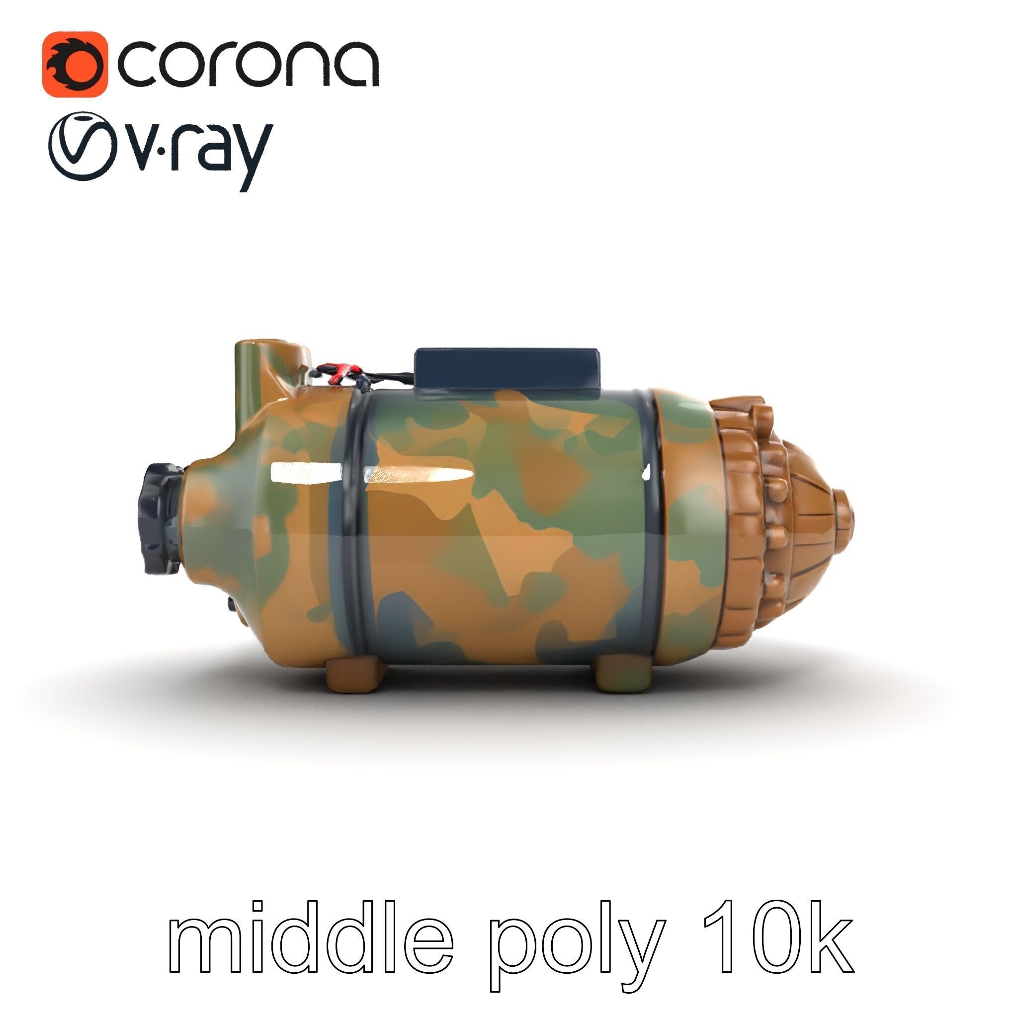 Smart Bomb GPS Module Camo Surface model pack Low-poly 3D model_13