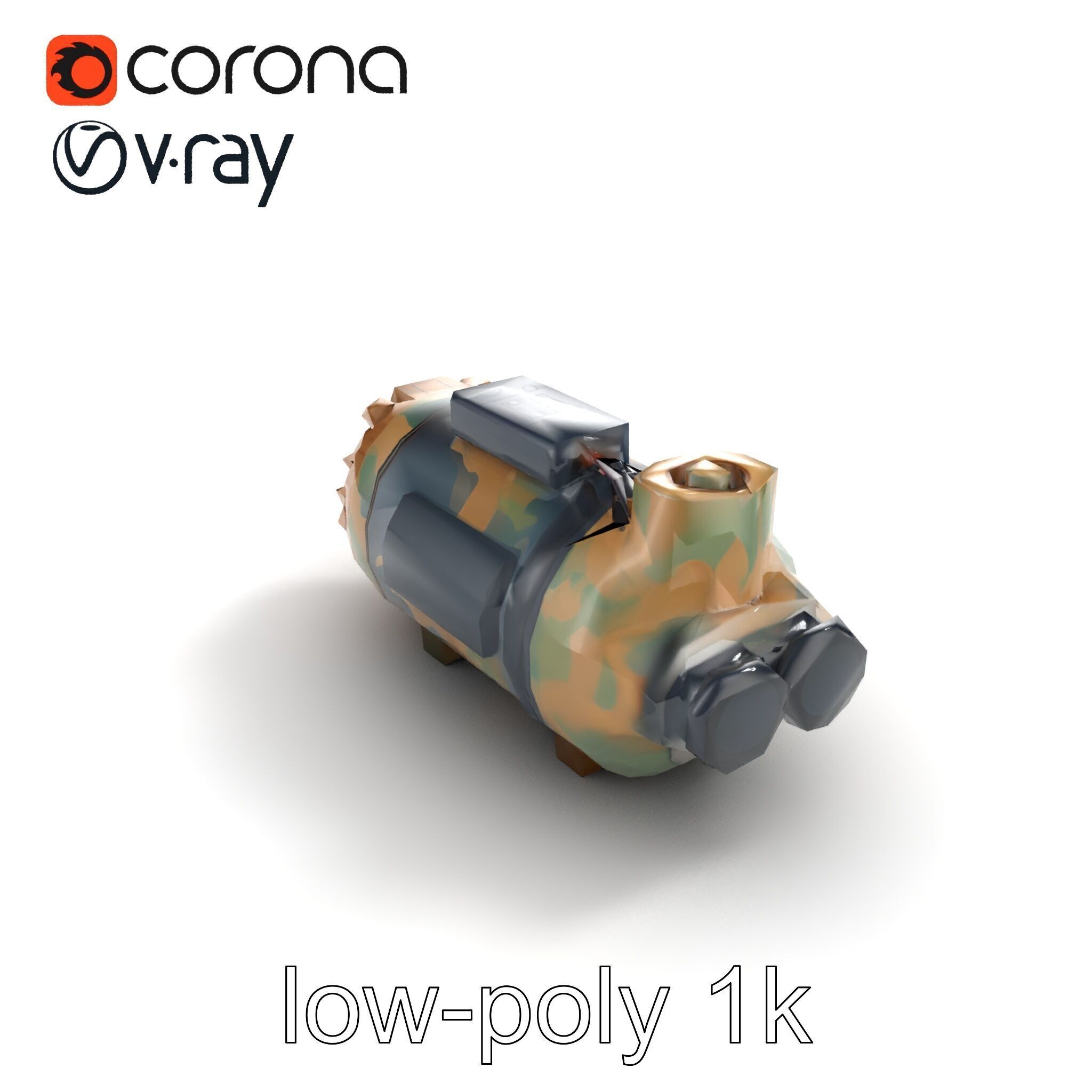 Smart Bomb GPS Module Camo Surface model pack Low-poly 3D model_8