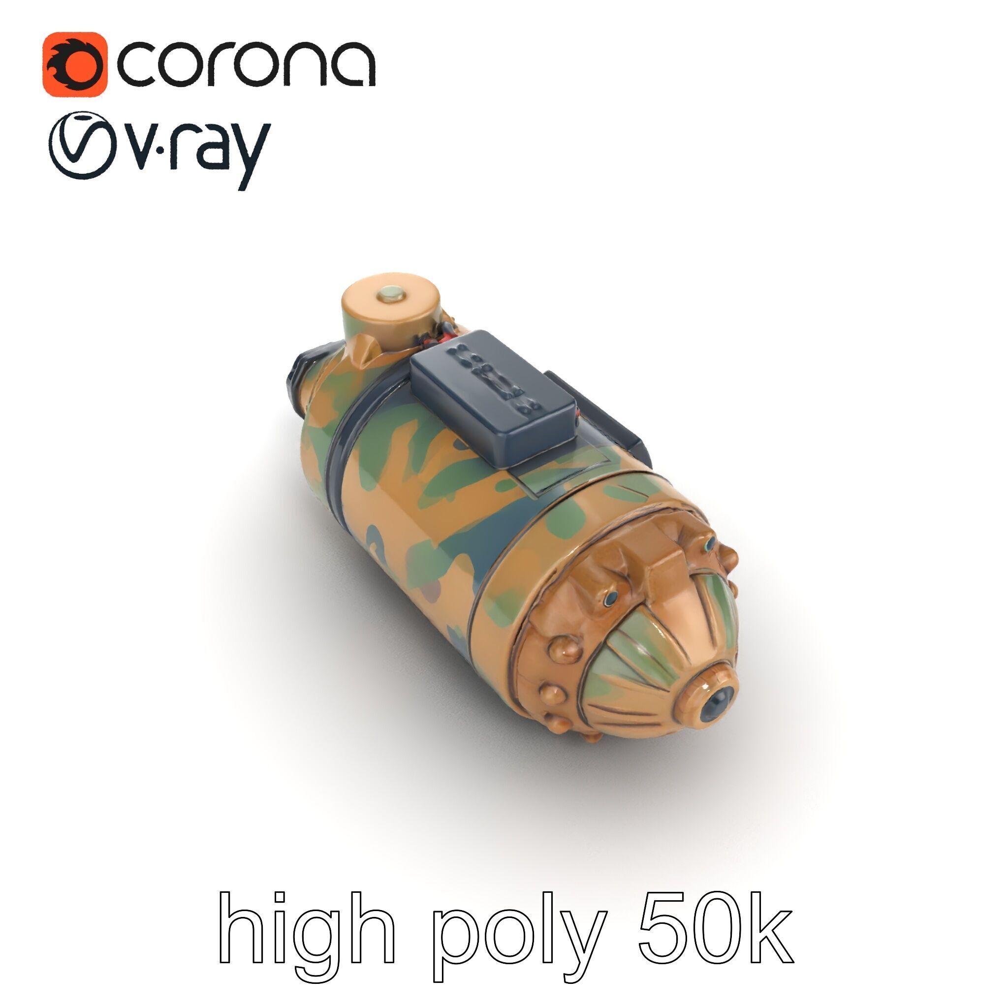 Smart Bomb GPS Module Camo Surface model pack Low-poly 3D model_22