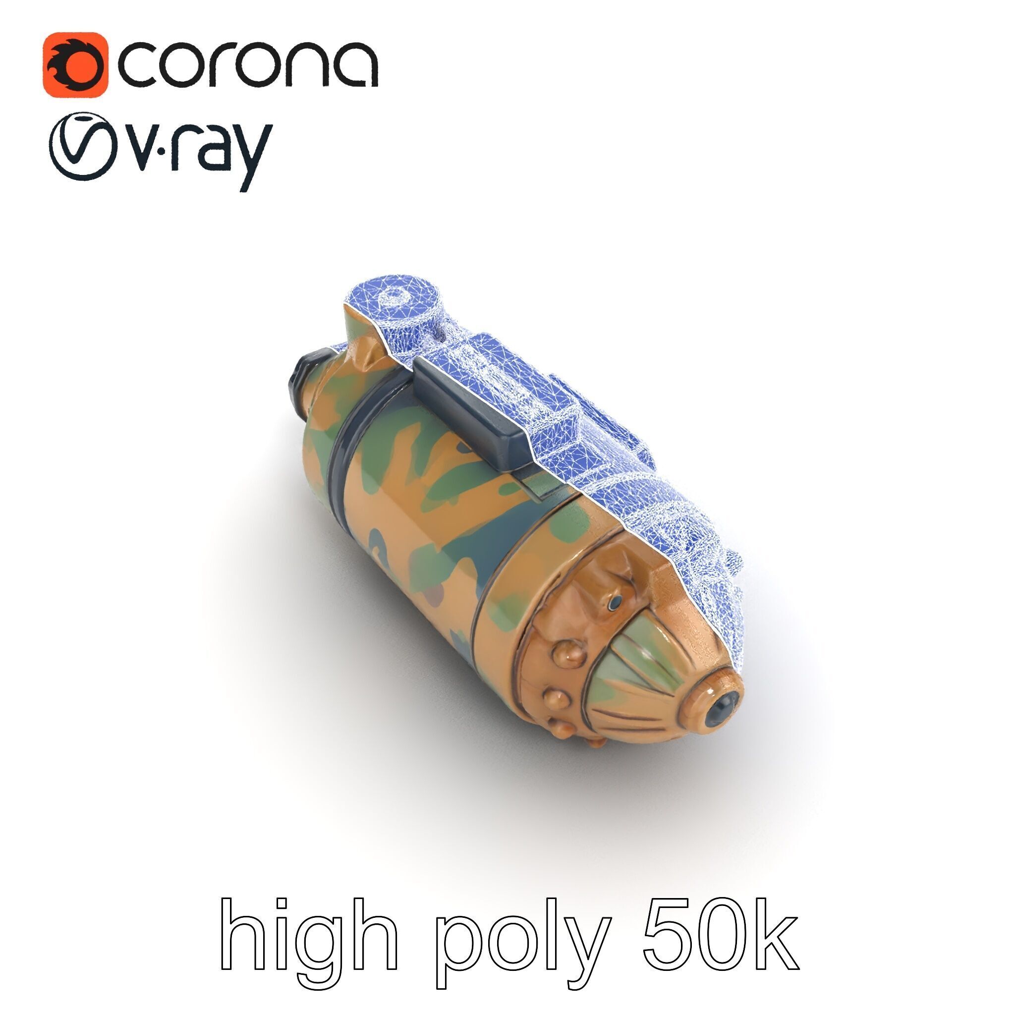 Smart Bomb GPS Module Camo Surface model pack Low-poly 3D model_27