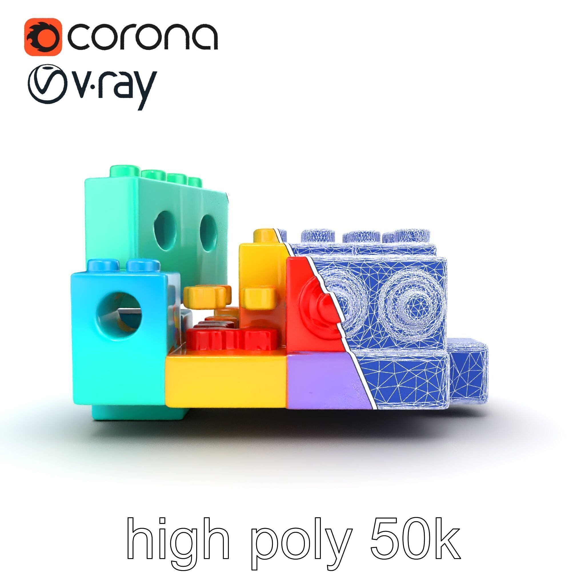 Colorful Building Block Set for Kids model pack Texture_13