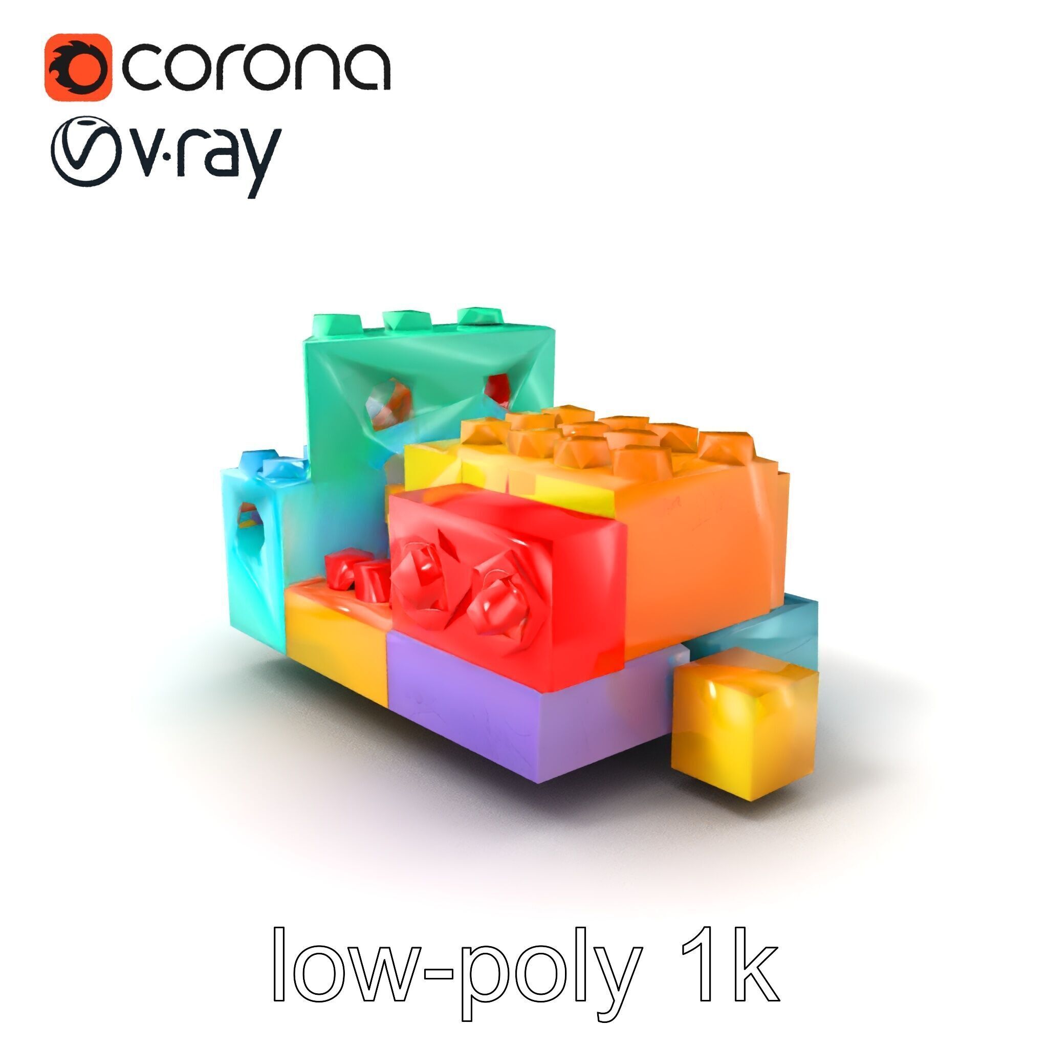 Colorful Building Block Set for Kids model pack Texture_4