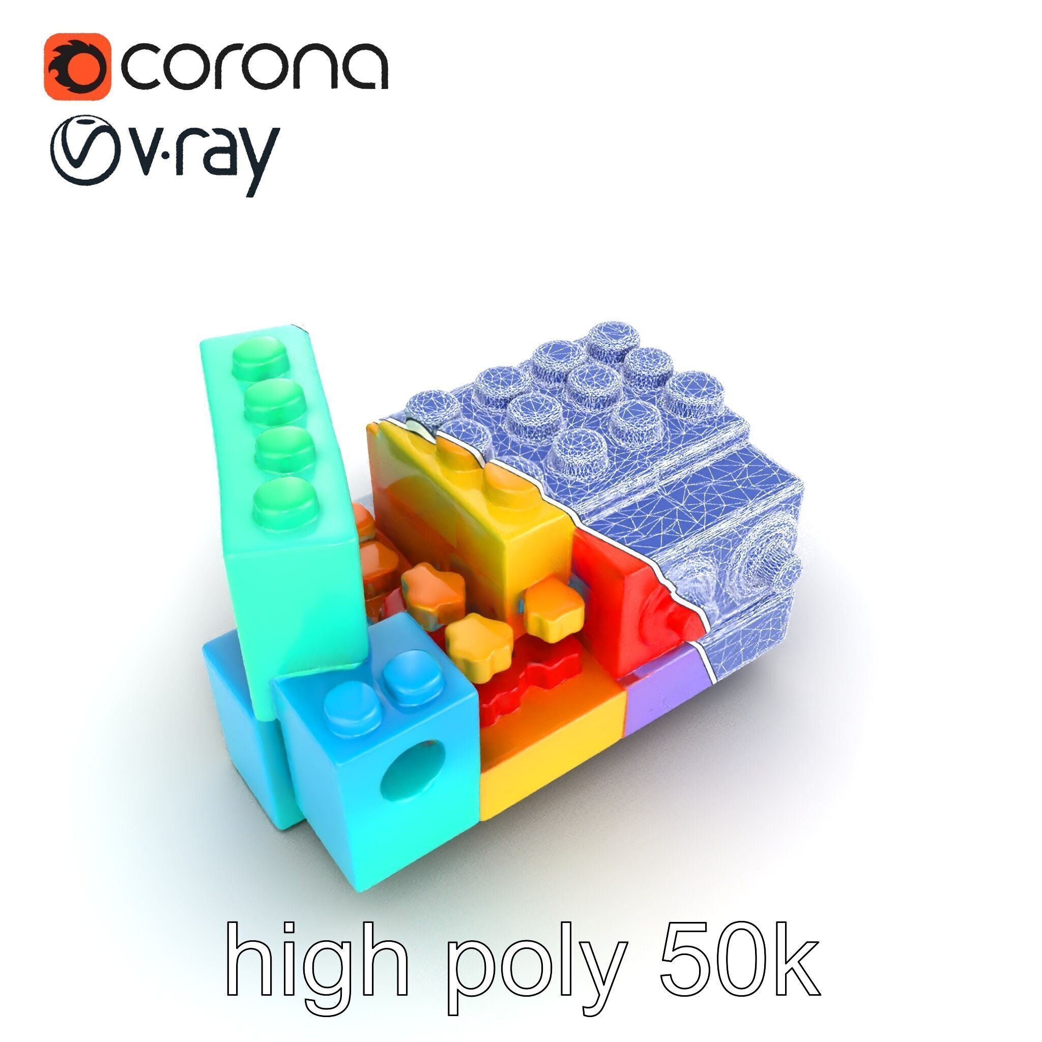 Colorful Building Block Set for Kids model pack Texture_21