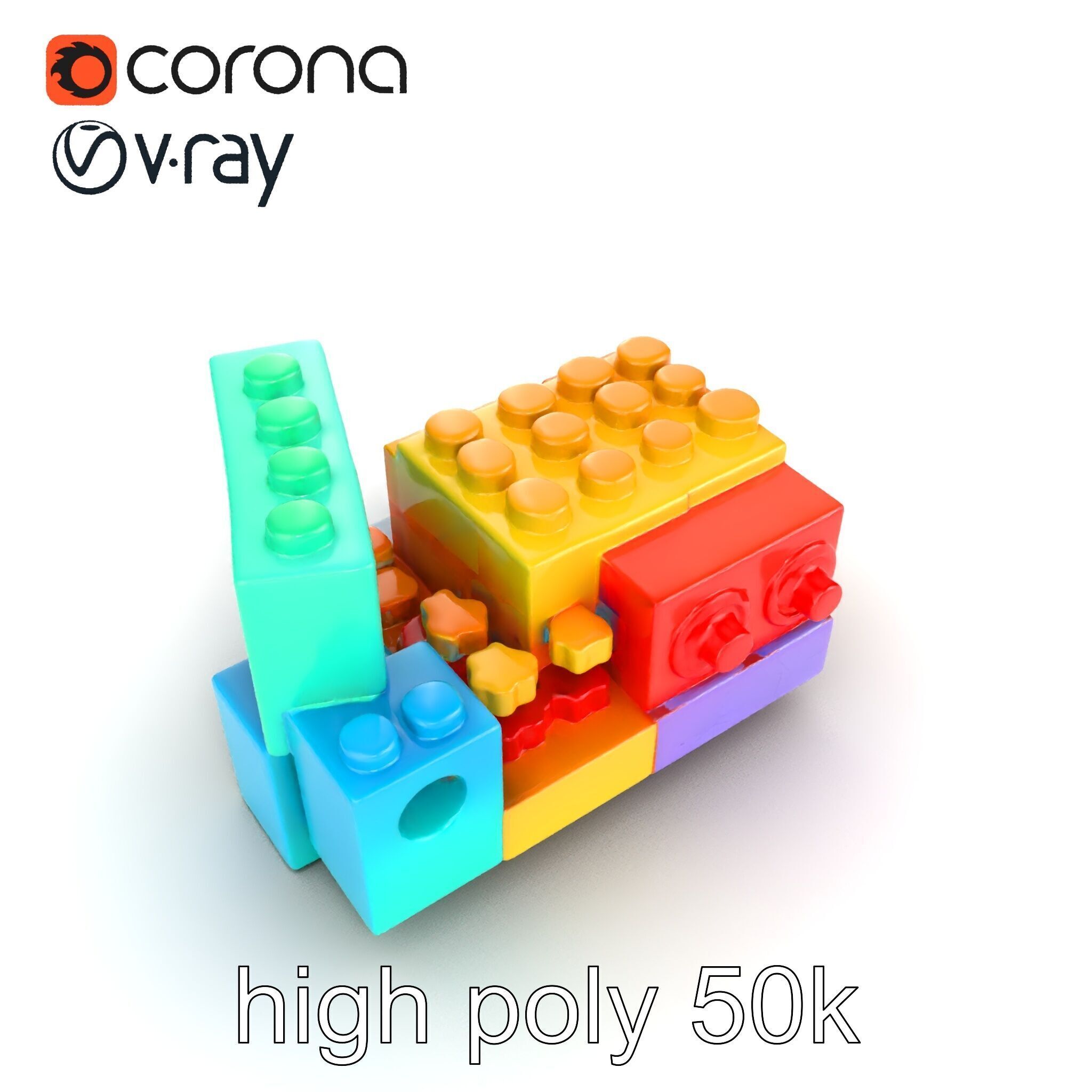 Colorful Building Block Set for Kids model pack Texture_27