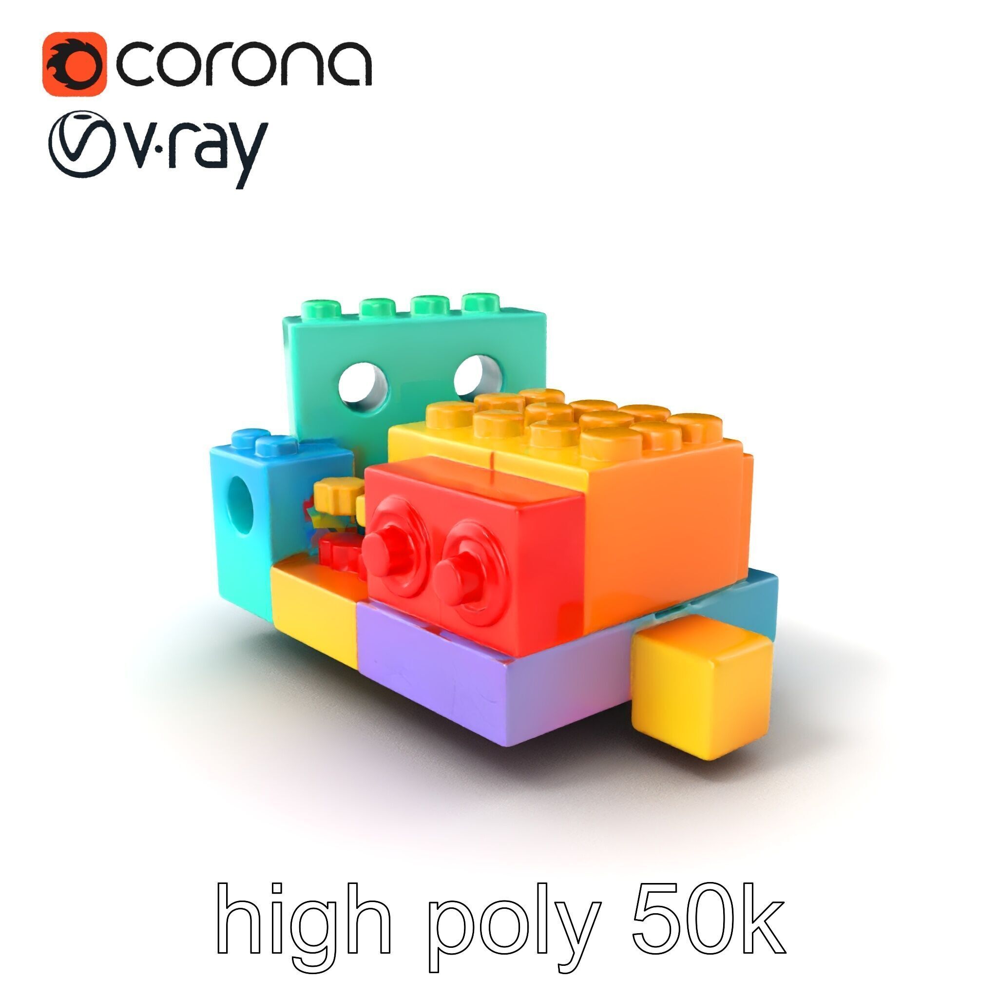 Colorful Building Block Set for Kids model pack Texture_2