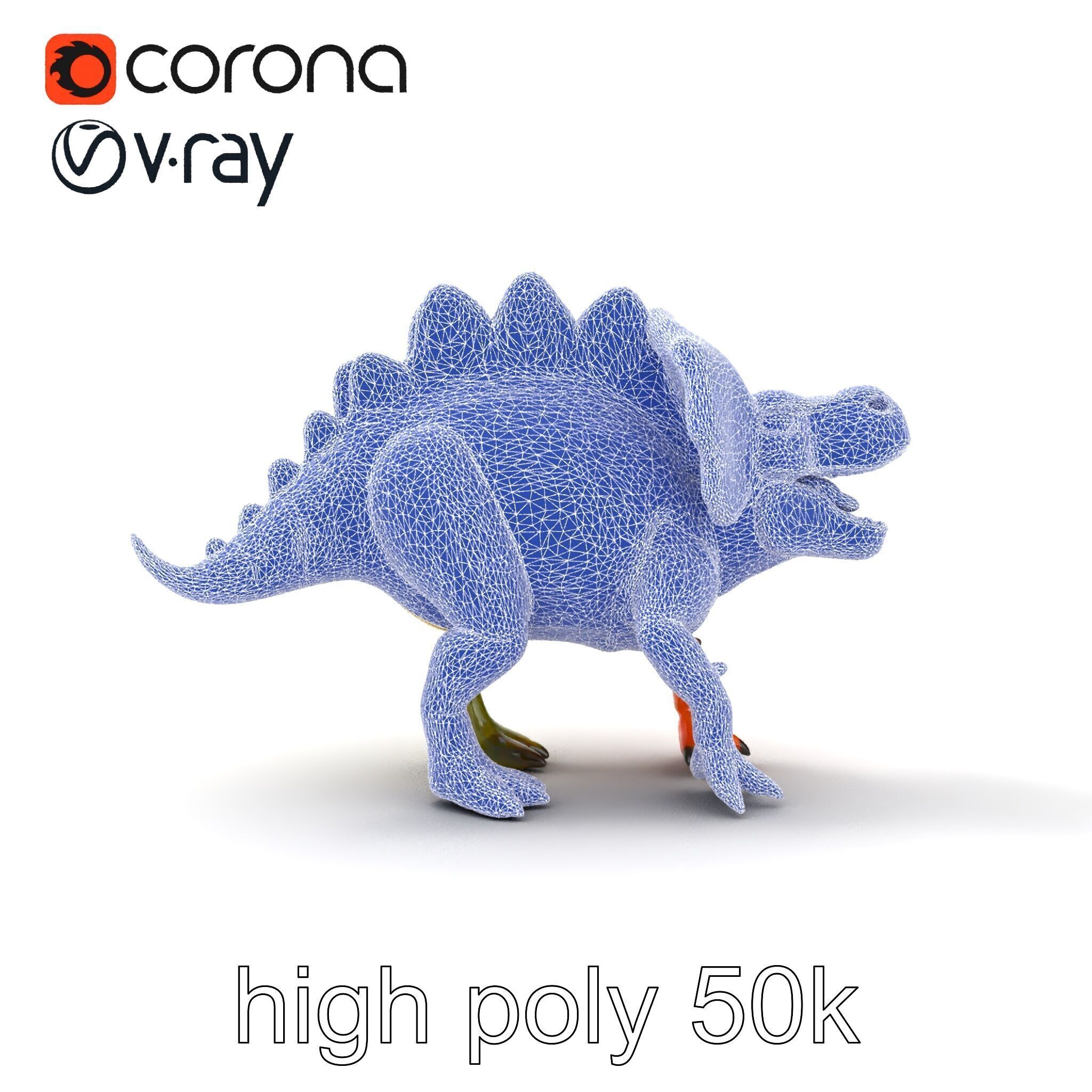 Colorful Dinosaur Figurines Collection model pack Low-poly 3D model_28
