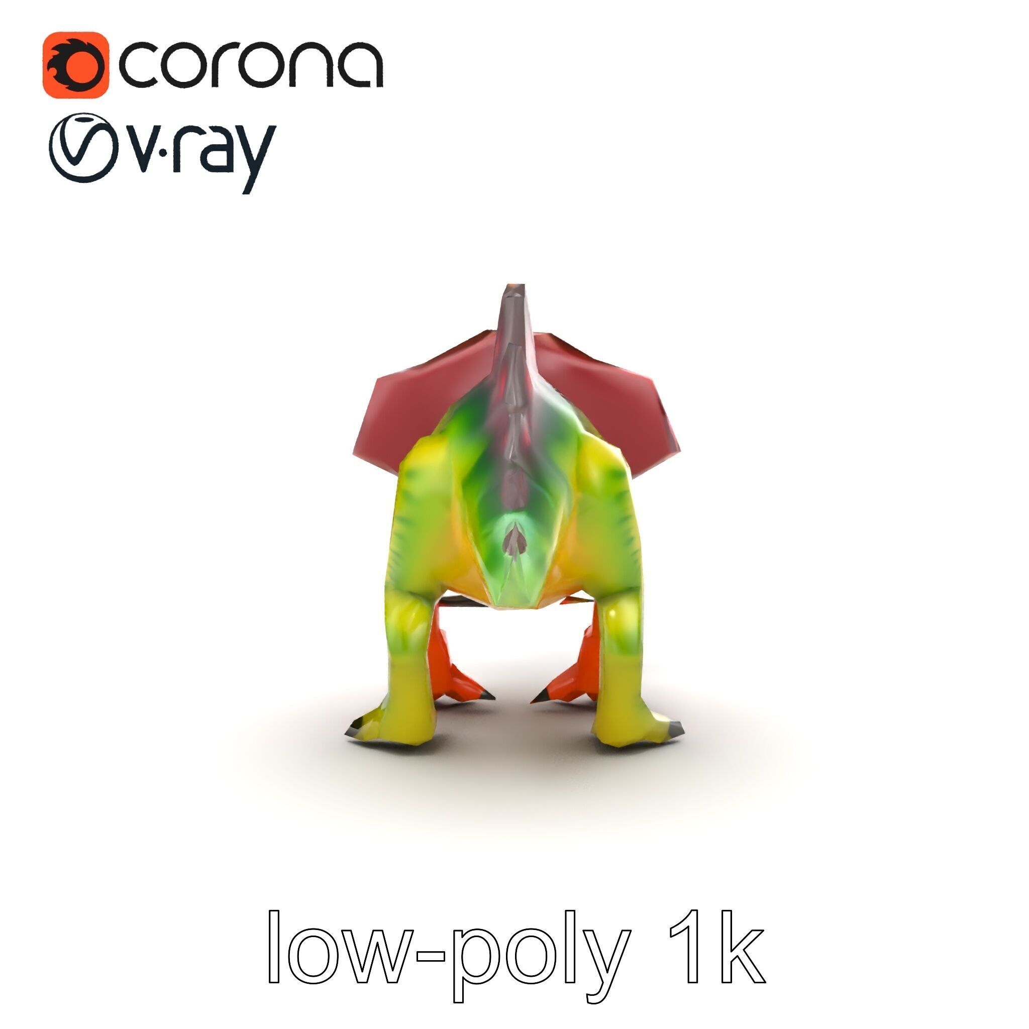 Colorful Dinosaur Figurines Collection model pack Low-poly 3D model_15