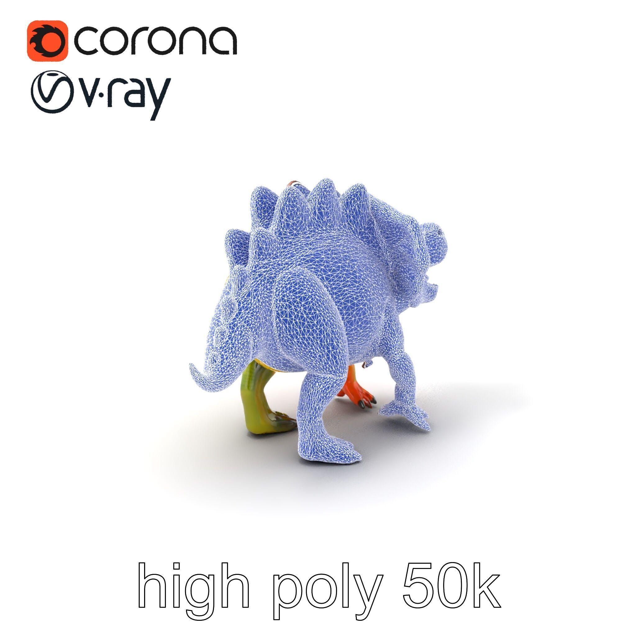 Colorful Dinosaur Figurines Collection model pack Low-poly 3D model_10