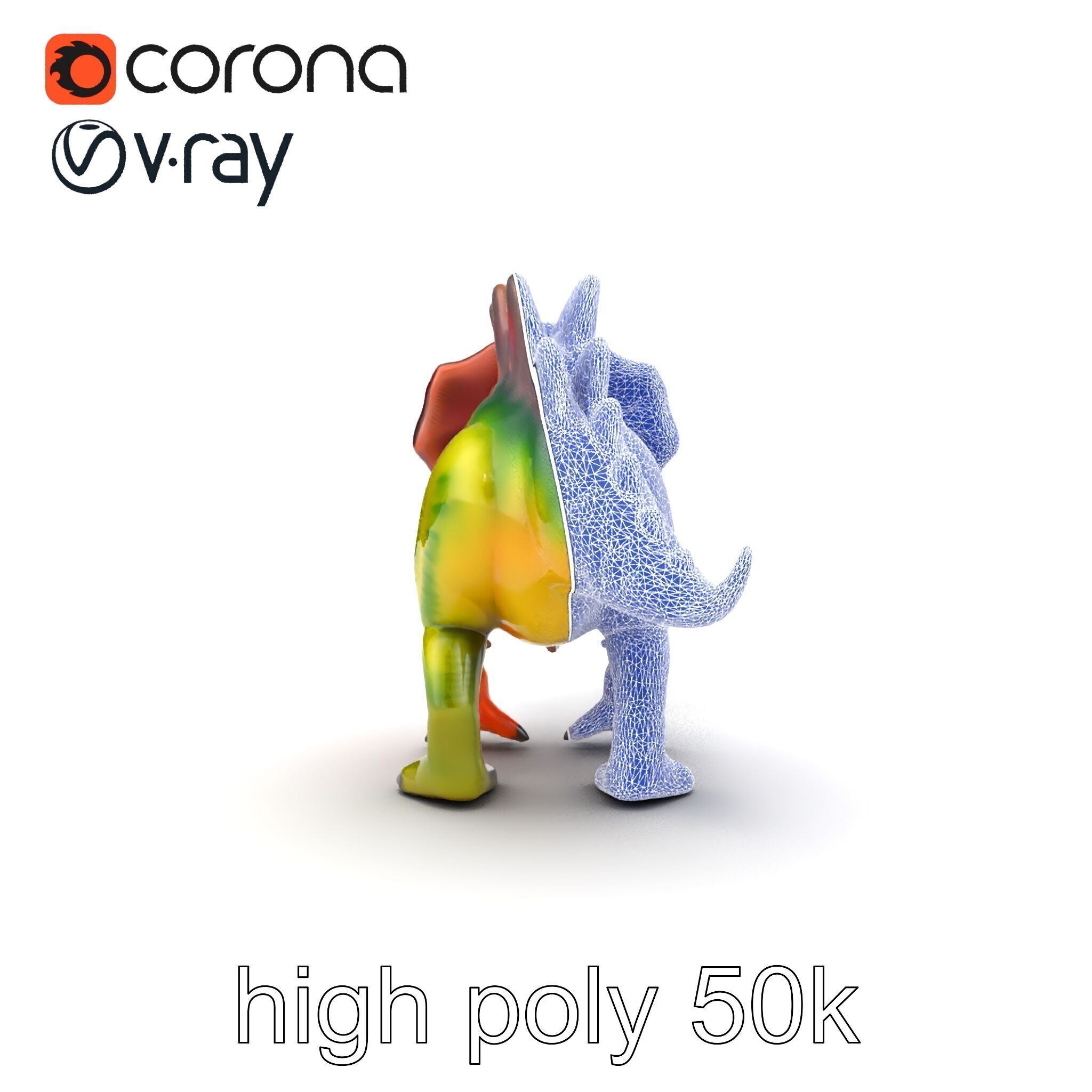 Colorful Dinosaur Figurines Collection model pack Low-poly 3D model_30