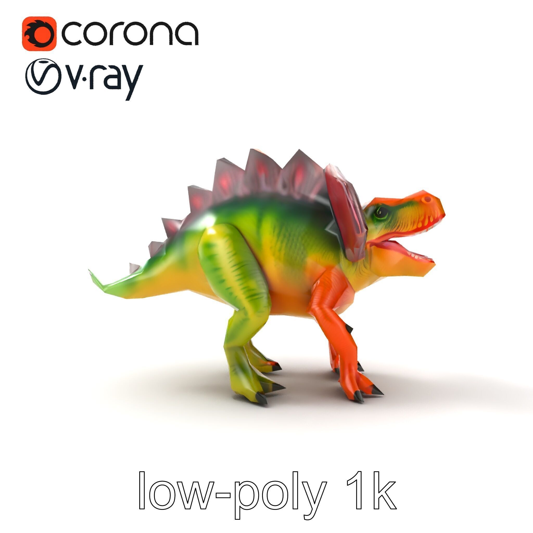 Colorful Dinosaur Figurines Collection model pack Low-poly 3D model_22