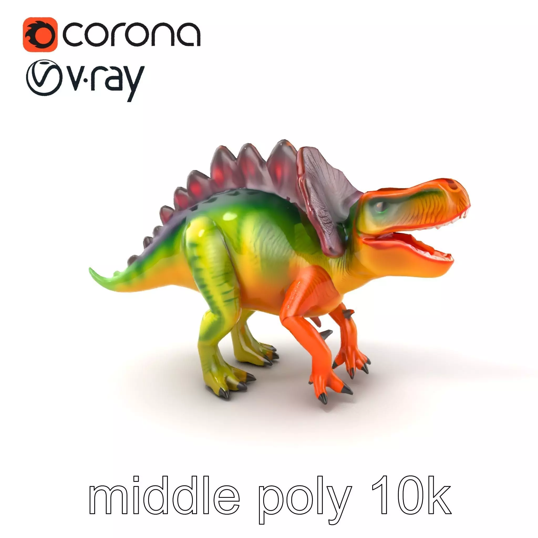 Colorful Dinosaur Figurines Collection model pack Low-poly 3D model_0