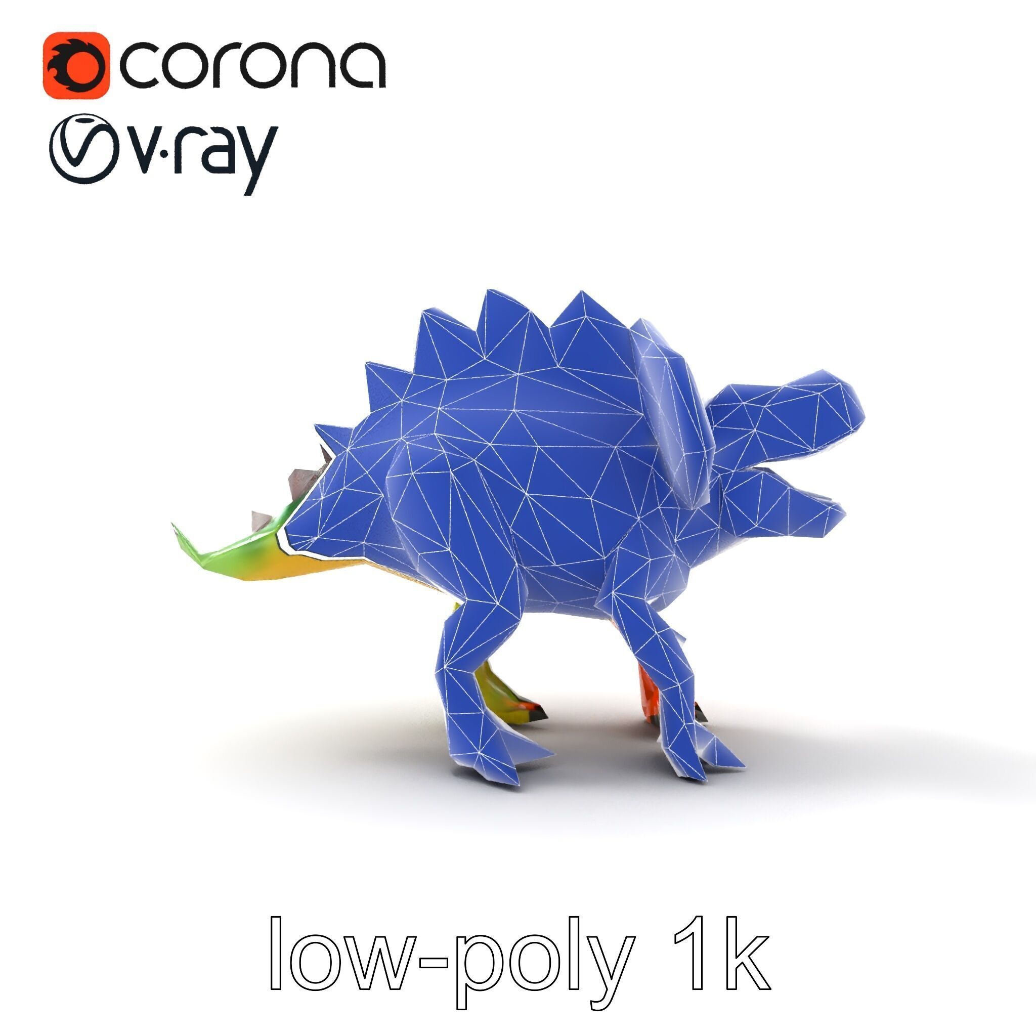 Colorful Dinosaur Figurines Collection model pack Low-poly 3D model_31
