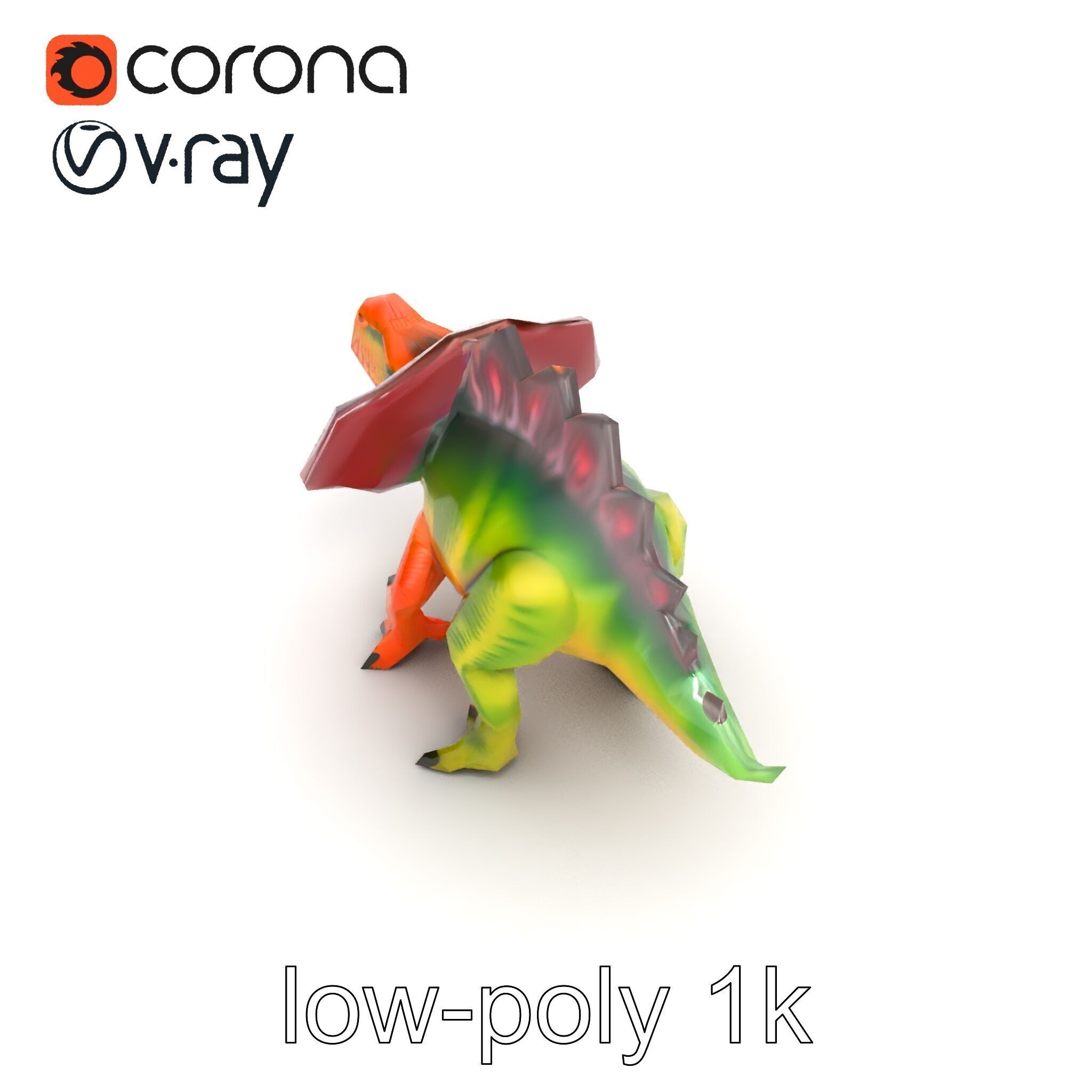 Colorful Dinosaur Figurines Collection model pack Low-poly 3D model_23
