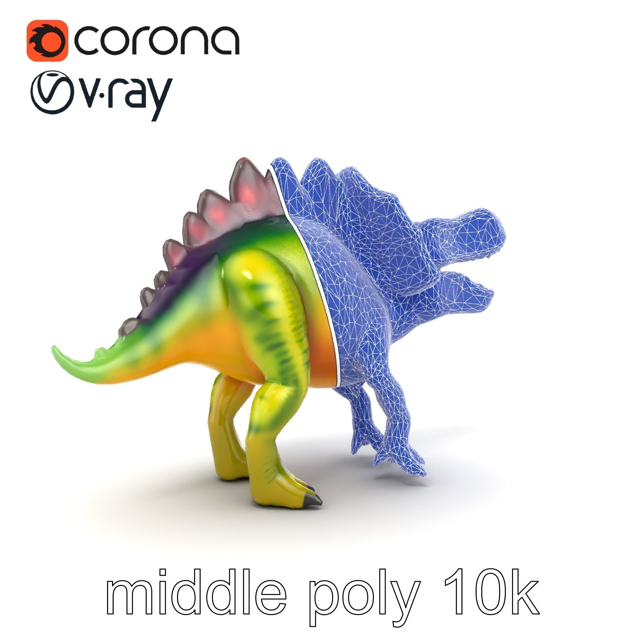 Colorful Dinosaur Figurines Collection model pack Low-poly 3D model_17