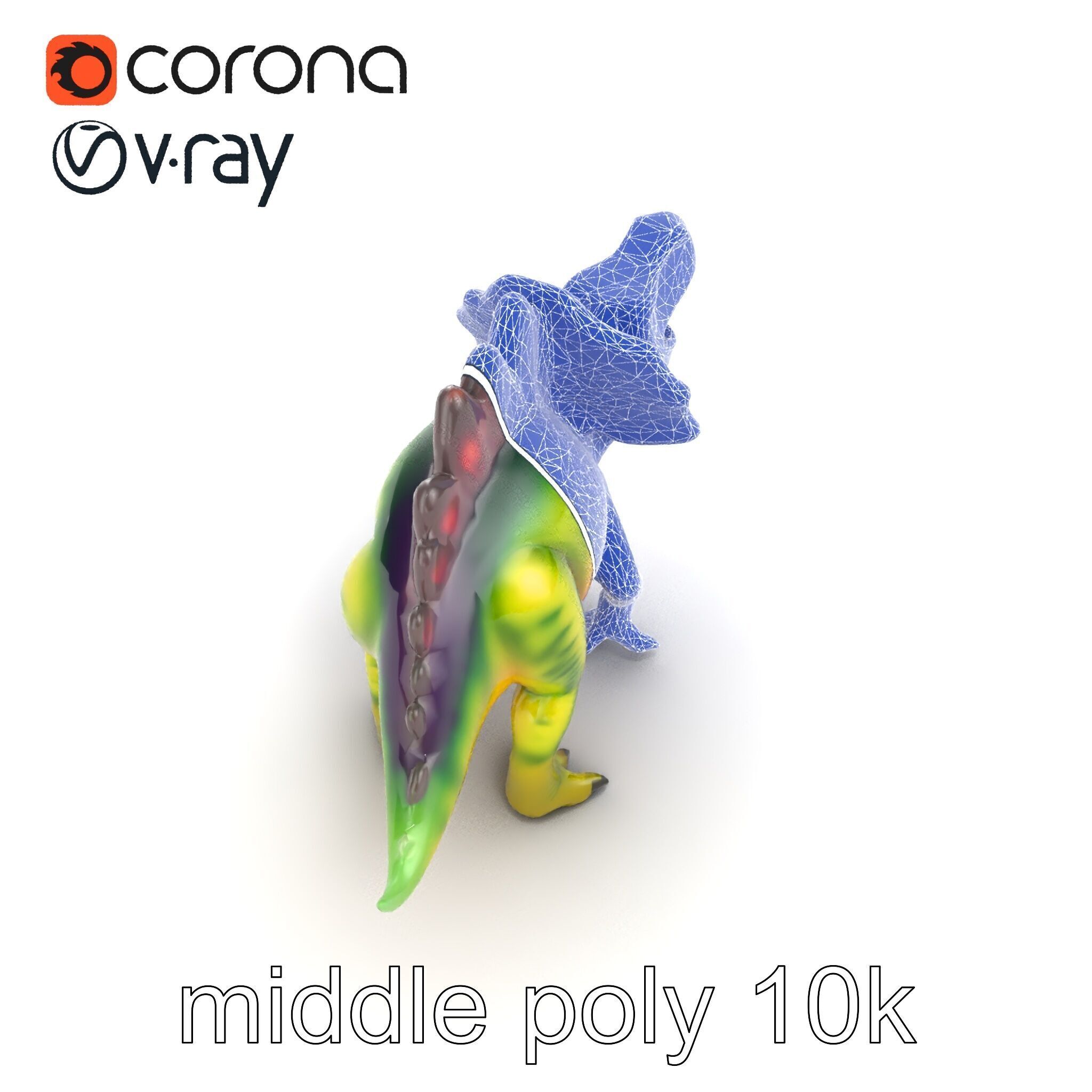 Colorful Dinosaur Figurines Collection model pack Low-poly 3D model_24