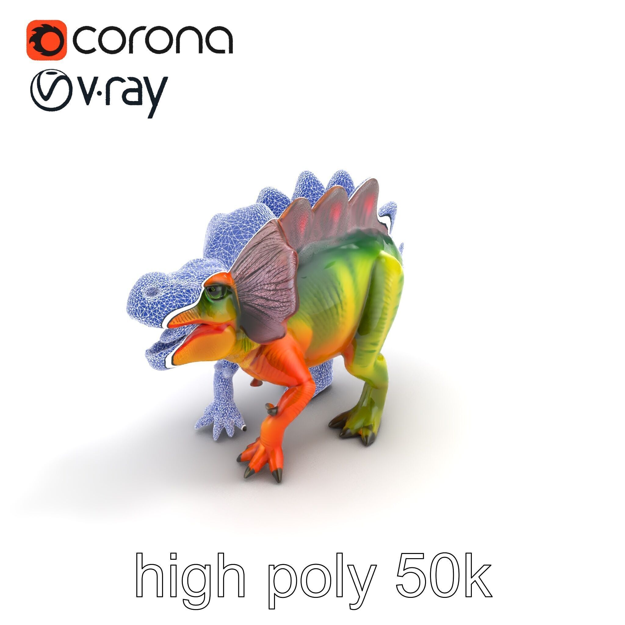 Colorful Dinosaur Figurines Collection model pack Low-poly 3D model_19