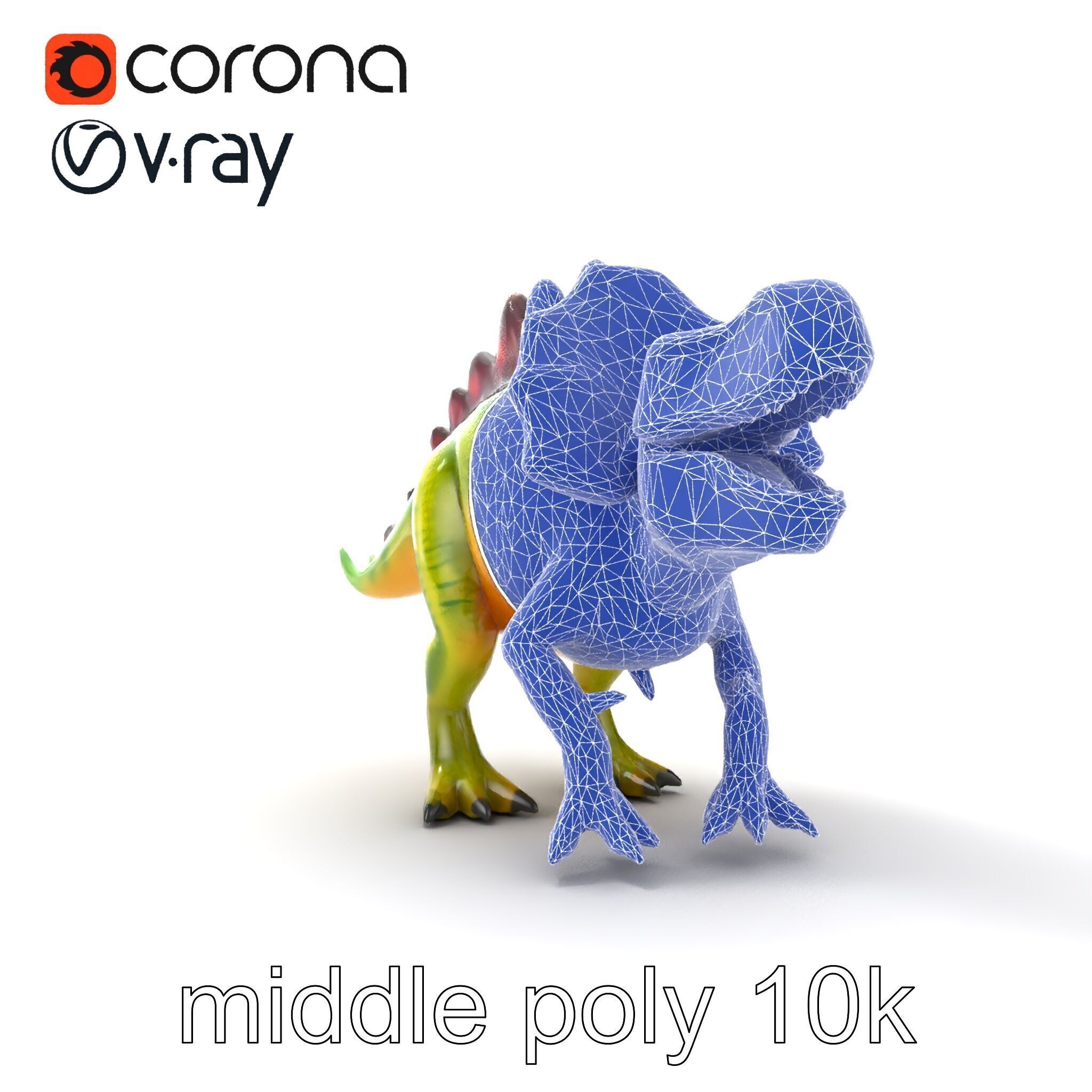 Colorful Dinosaur Figurines Collection model pack Low-poly 3D model_26