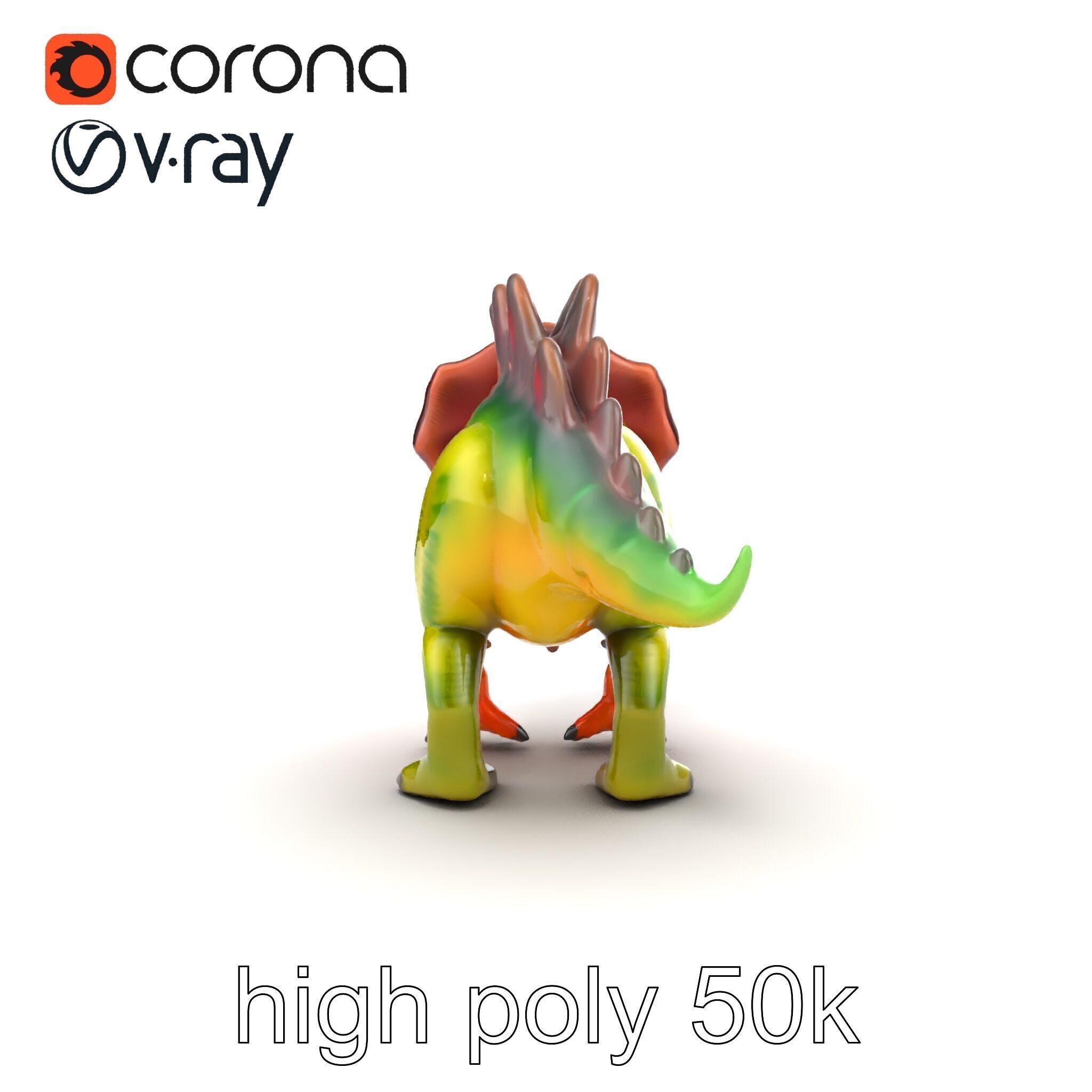 Colorful Dinosaur Figurines Collection model pack Low-poly 3D model_14