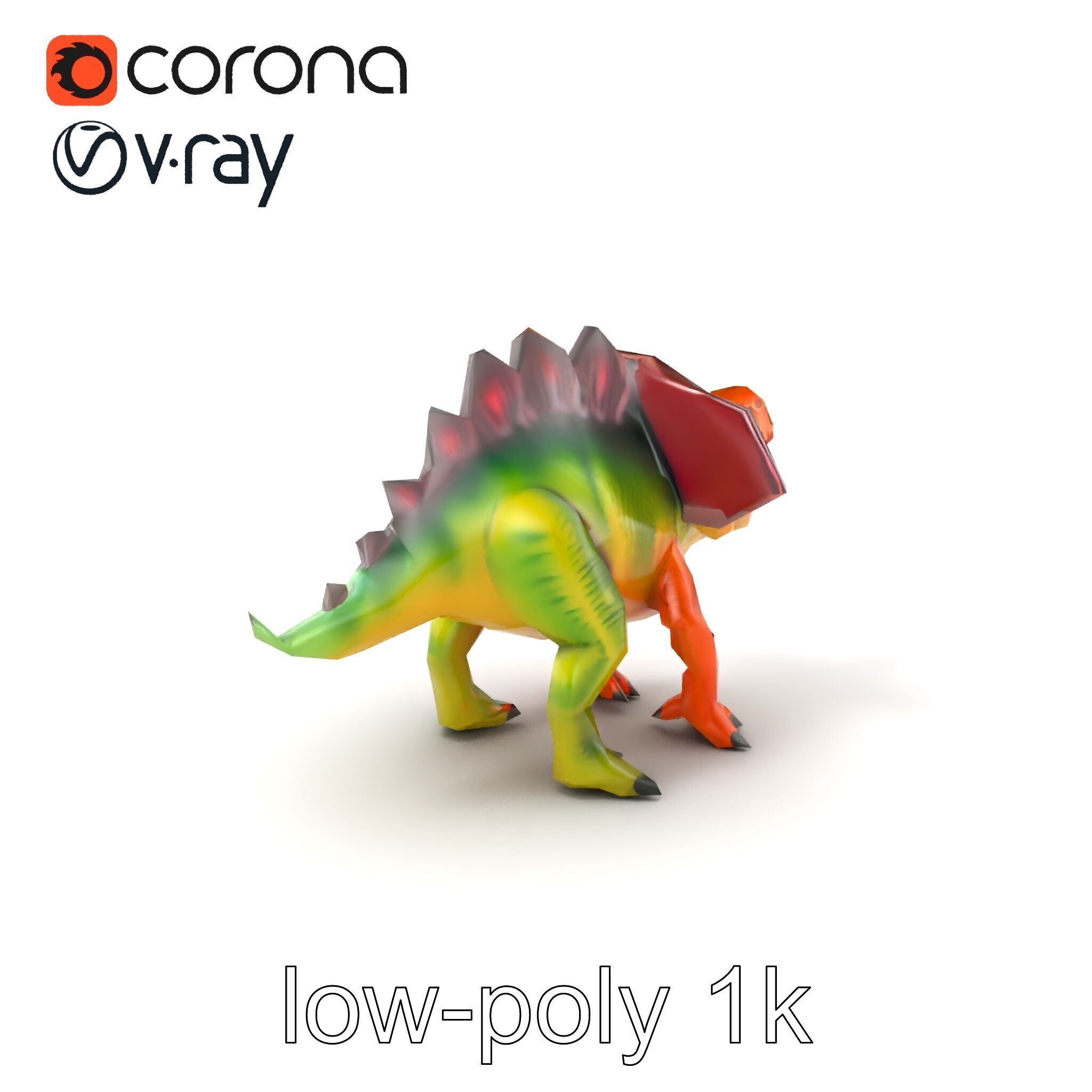 Colorful Dinosaur Figurines Collection model pack Low-poly 3D model_5