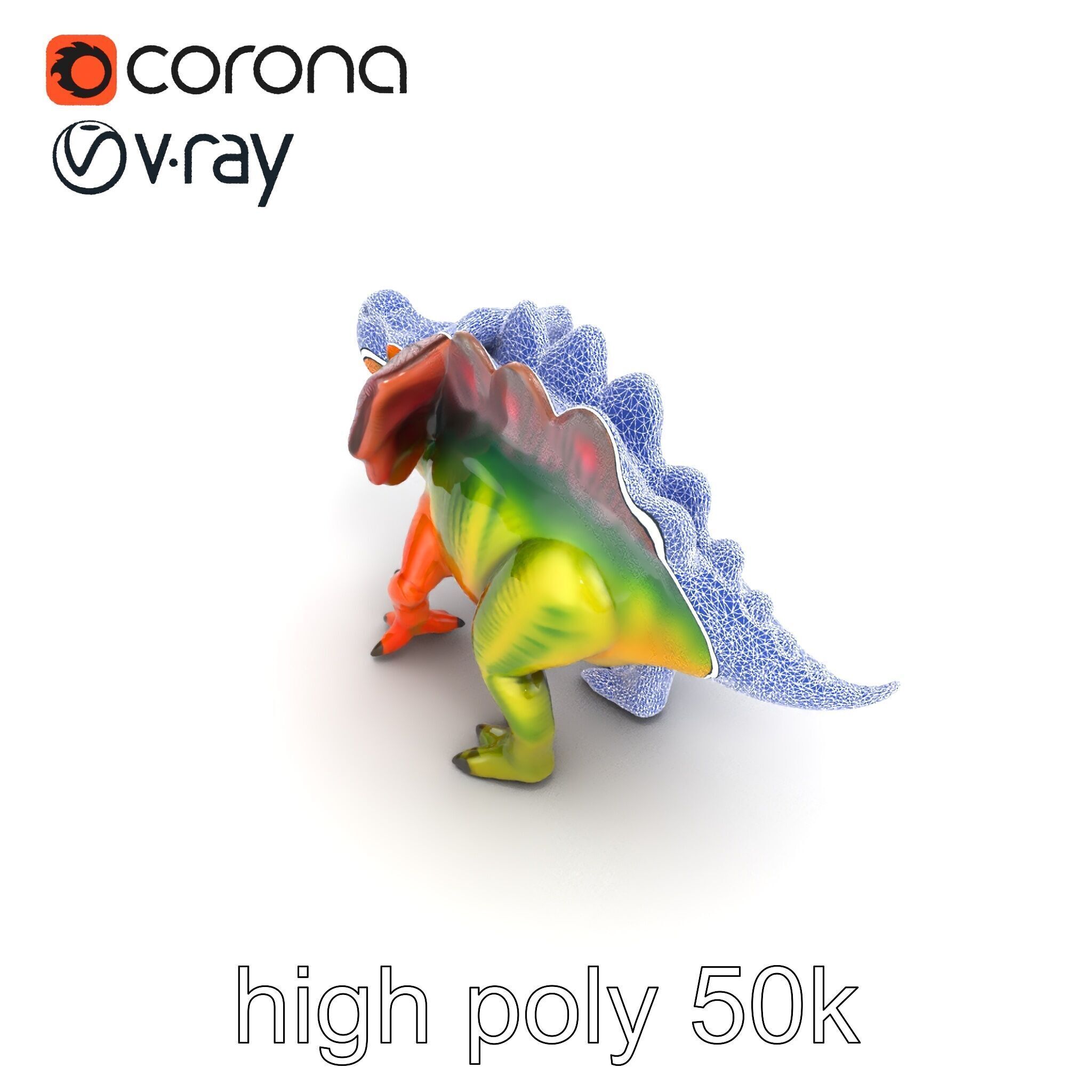 Colorful Dinosaur Figurines Collection model pack Low-poly 3D model_32