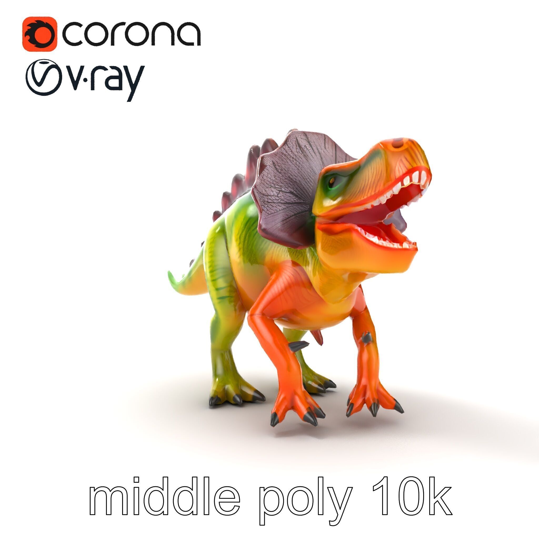 Colorful Dinosaur Figurines Collection model pack Low-poly 3D model_18