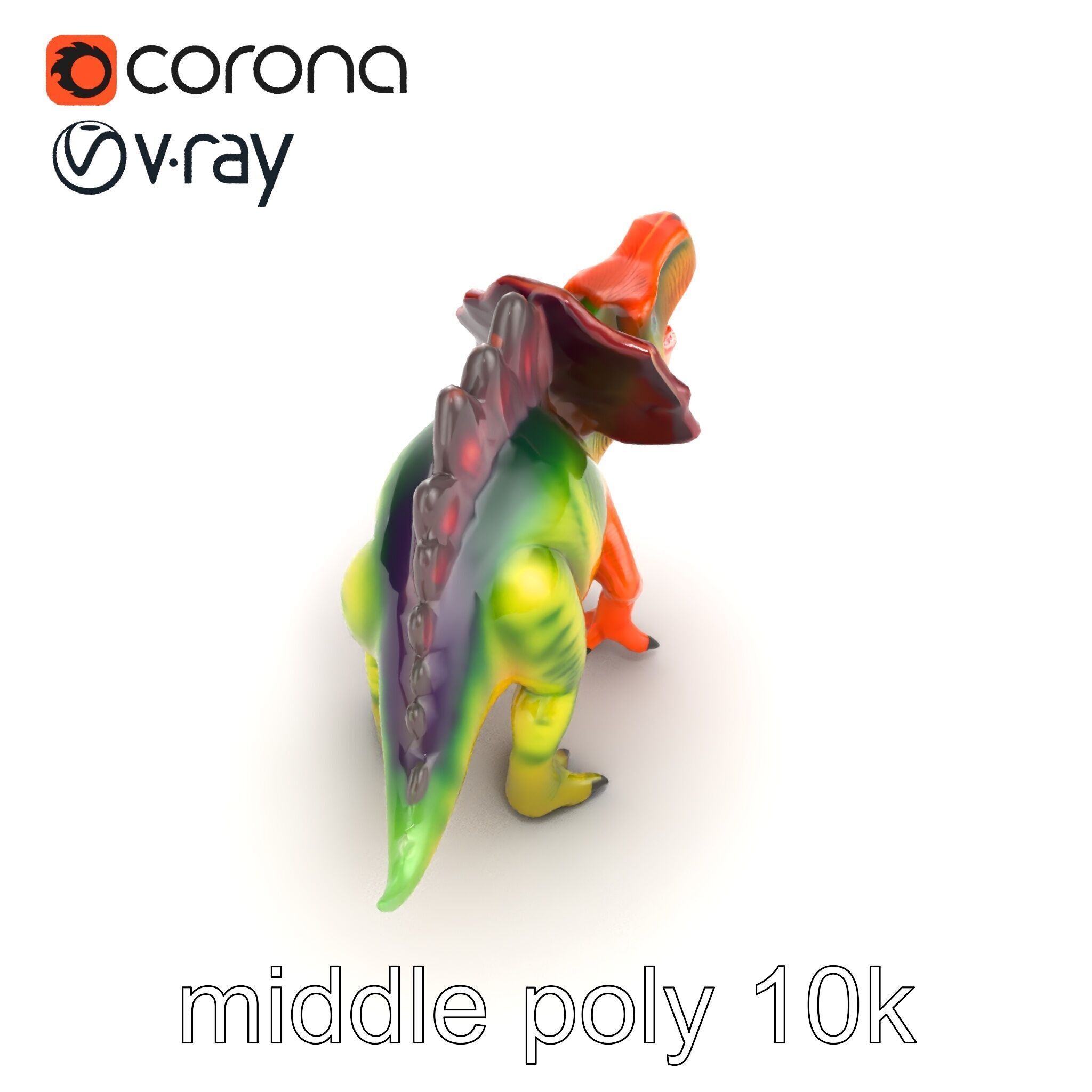 Colorful Dinosaur Figurines Collection model pack Low-poly 3D model_20