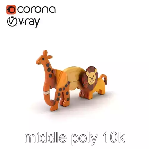 Animal Puzzle Wooden Toy Model Pack Texture