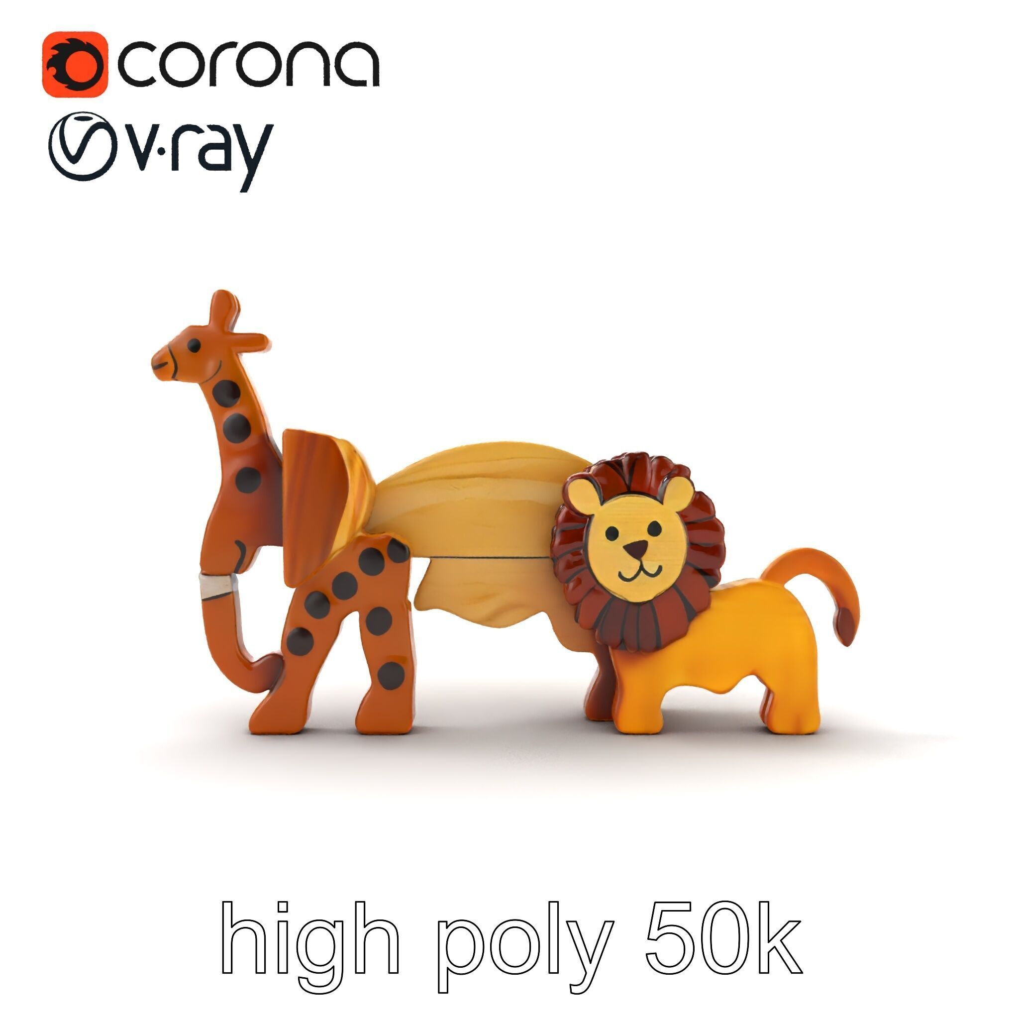 Animal Puzzle Wooden Toy Model Pack Texture_14