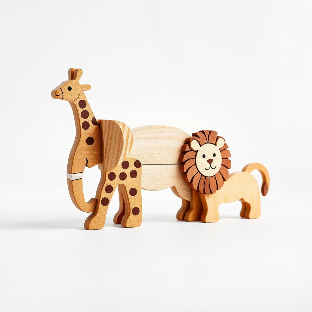 Animal Puzzle Wooden Toy Model Pack Texture_4