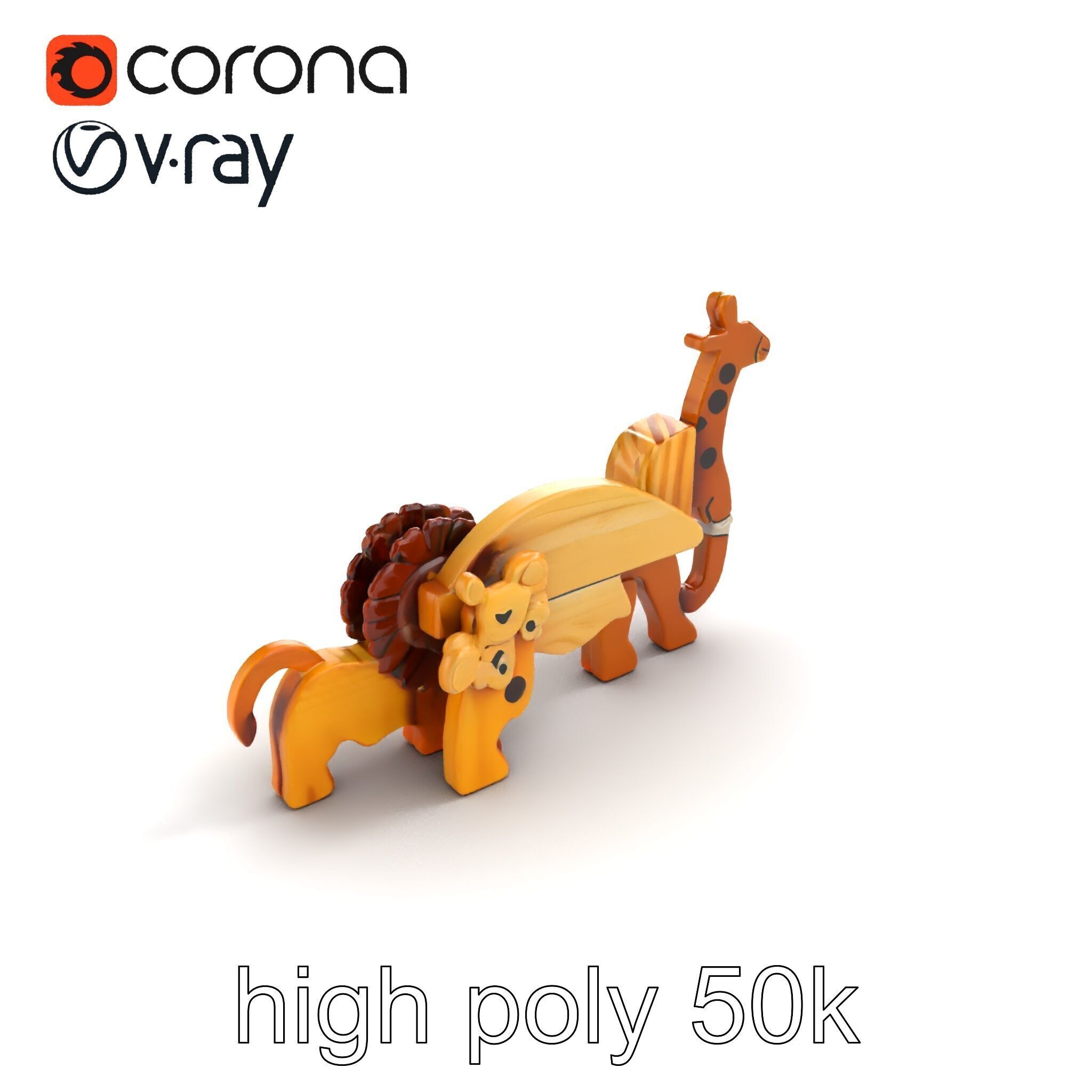 Animal Puzzle Wooden Toy Model Pack Texture_24