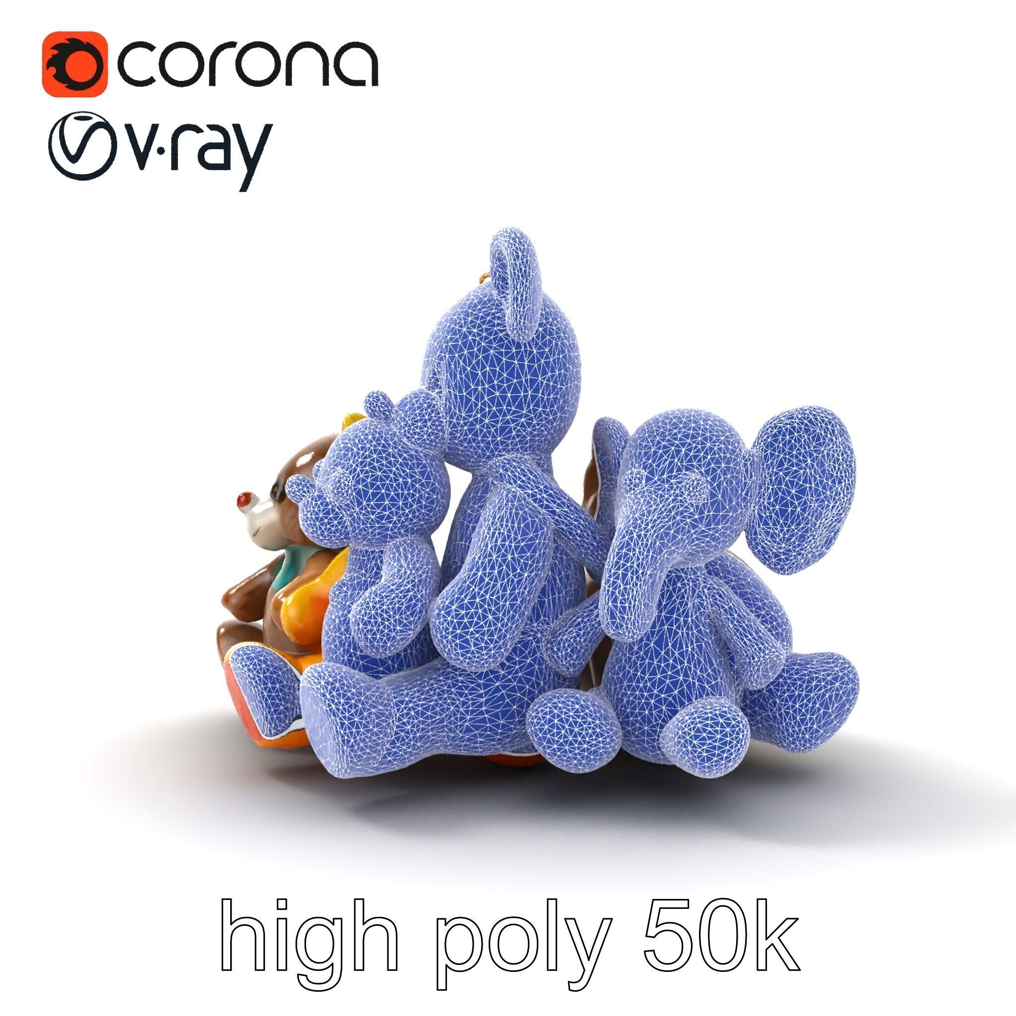 Colorful Plush Toys Collection model pack Low-poly 3D model_32