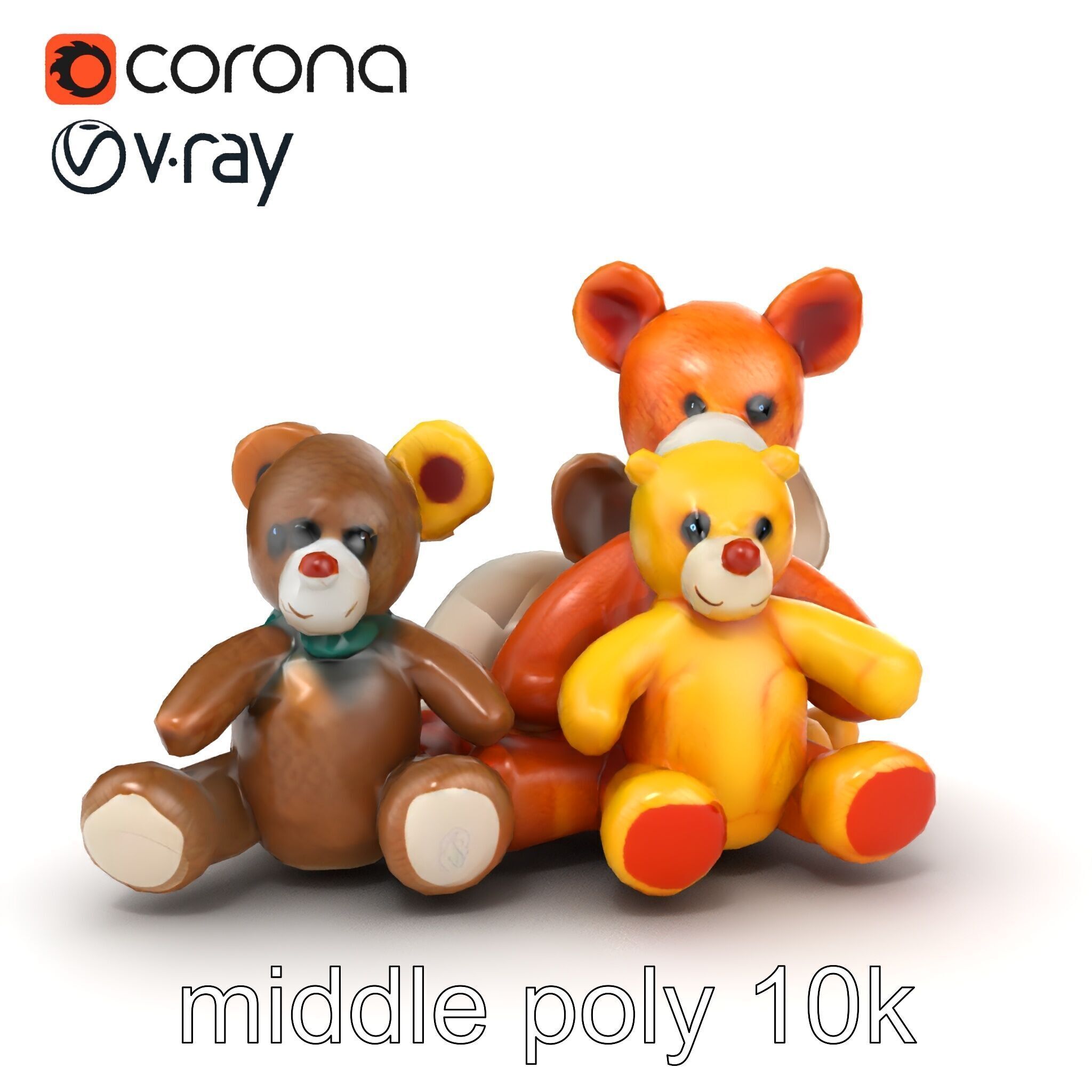 Colorful Plush Toys Collection model pack Low-poly 3D model_21