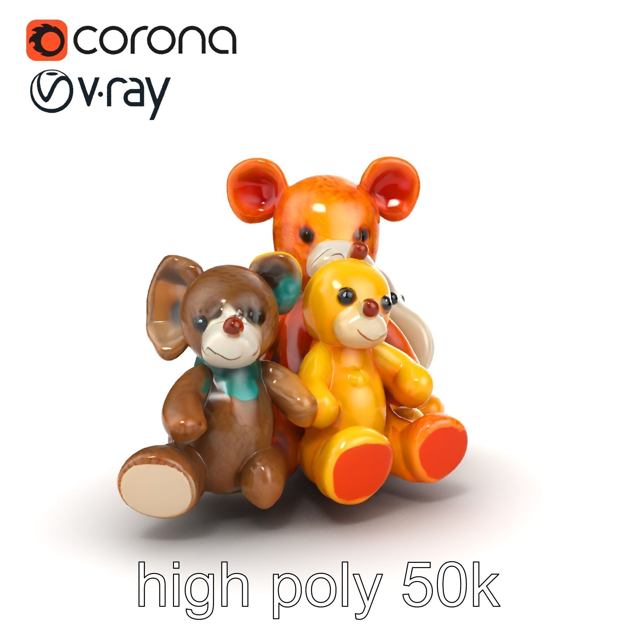 Colorful Plush Toys Collection model pack Low-poly 3D model_22