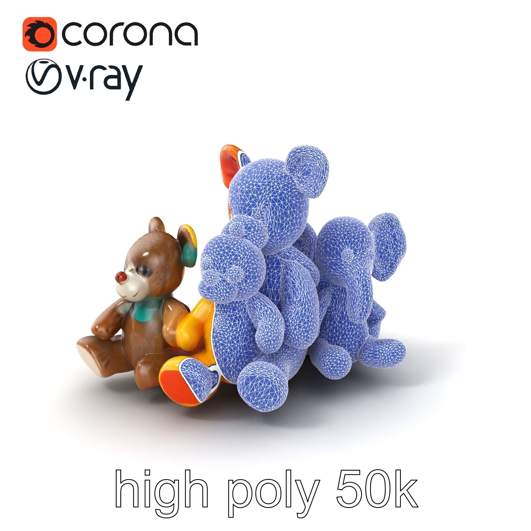 Colorful Plush Toys Collection model pack Low-poly 3D model_10